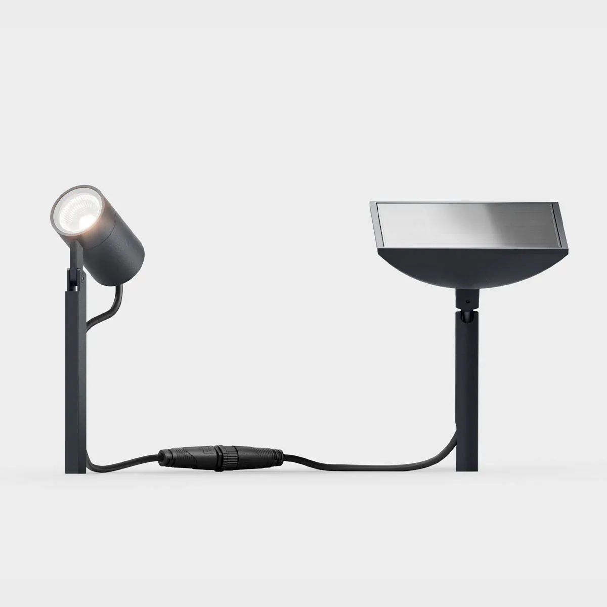 Kleine Erdspießleuchte mit Solarpanel für außen nach oben strahlend