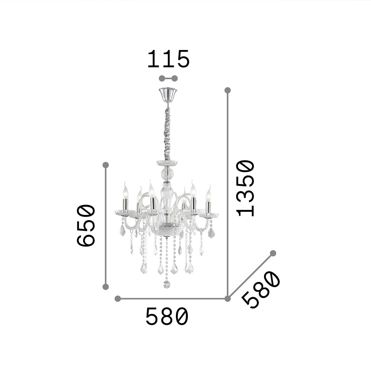 Giudecca SP6 Kristall Kronleuchter, Ø: 58 cm, Transparent