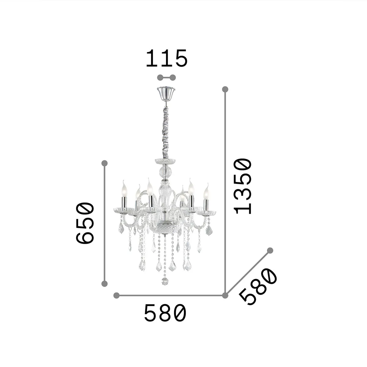 Giudecca SP6 Kristall Kronleuchter, Ø: 58 cm, Transparent