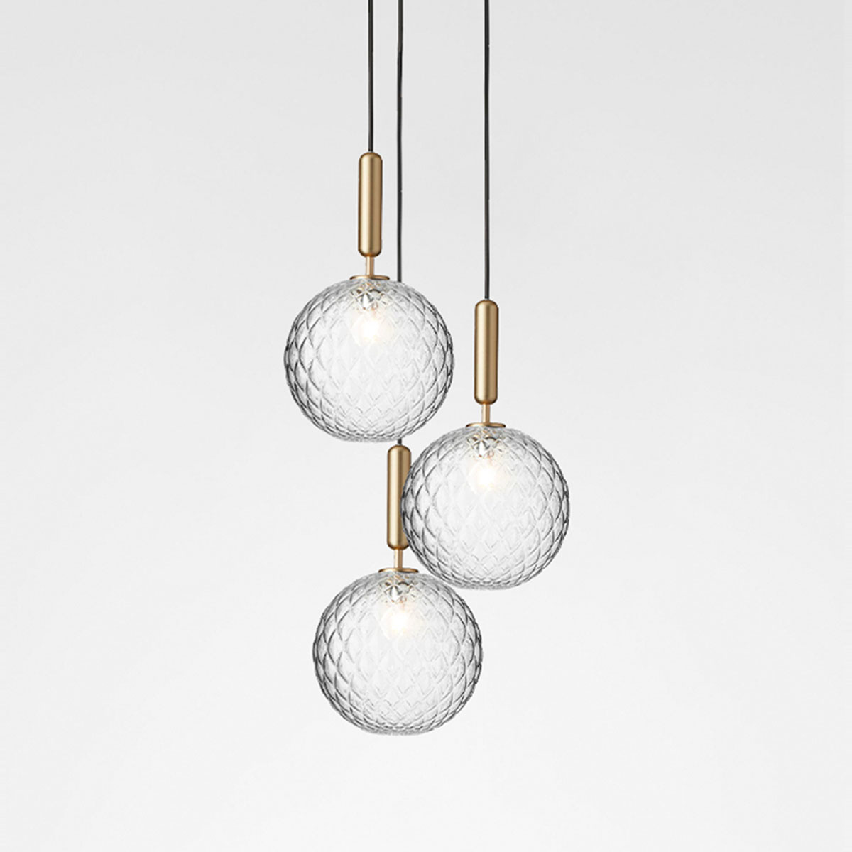 Miira 3 Large Pendelleuchte, Ø: 37 cm, Messing, Glas transparent