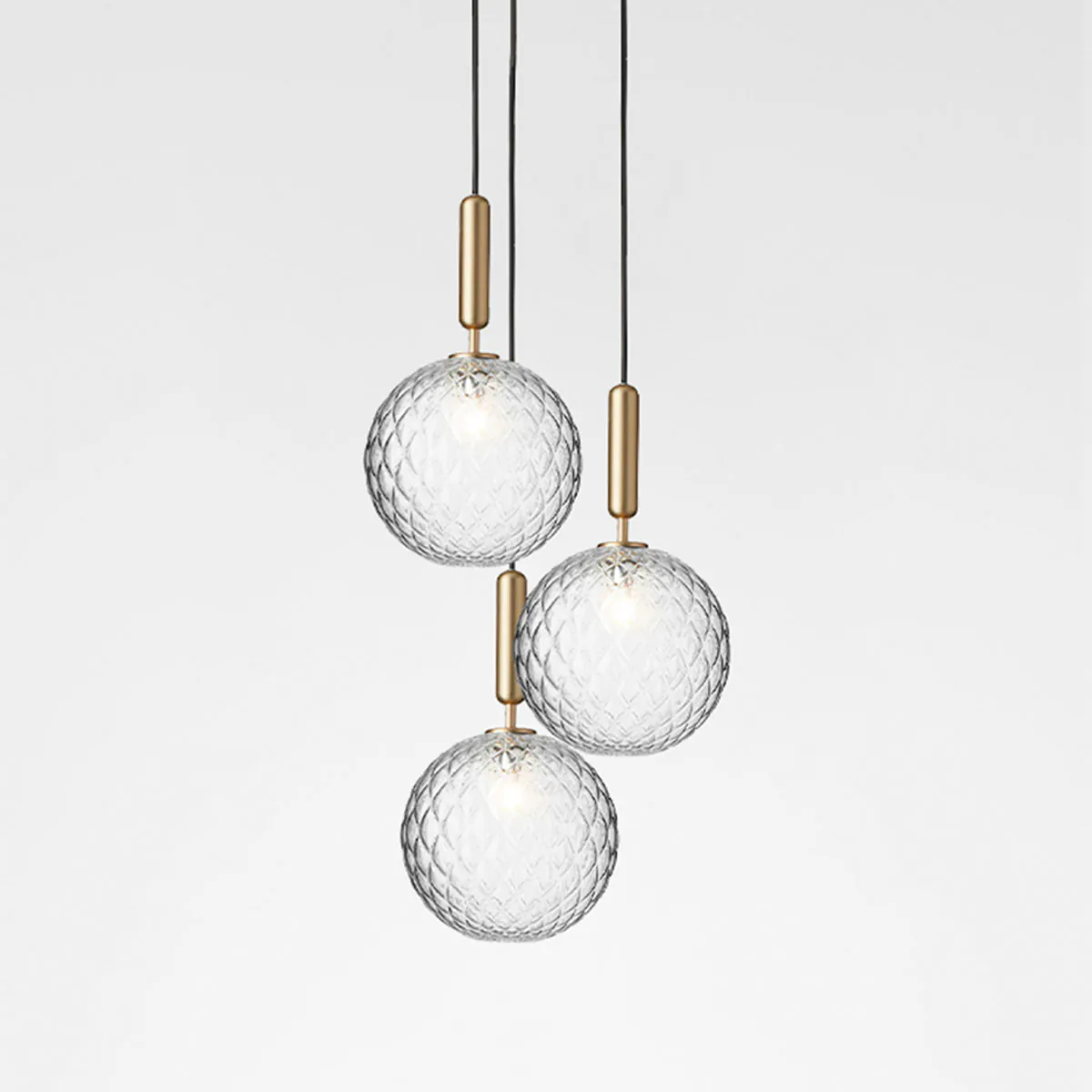 Miira 3 Large Pendelleuchte, Ø: 37 cm, Messing, Glas transparent