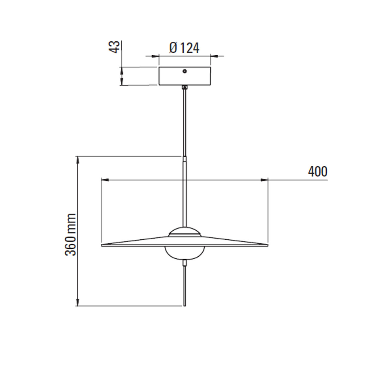 Technische Zeichnung DCW Editions Mono M400 Pendelleuchte Ø: 40 cm