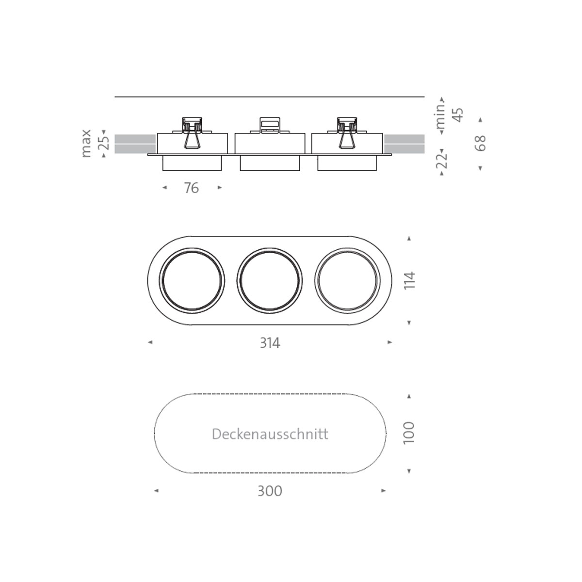 Wittenberg 4.0, wi4-eb-3ov Einbaustrahler, Schwarz matt, Warmweiß 3000K, Flood 38°