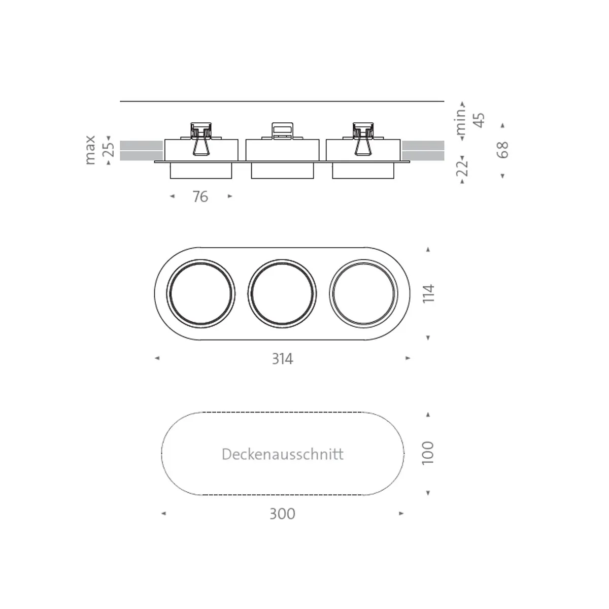 Wittenberg 4.0, wi4-eb-3ov Einbaustrahler, Schwarz matt, Warmweiß 3000K, Flood 38°