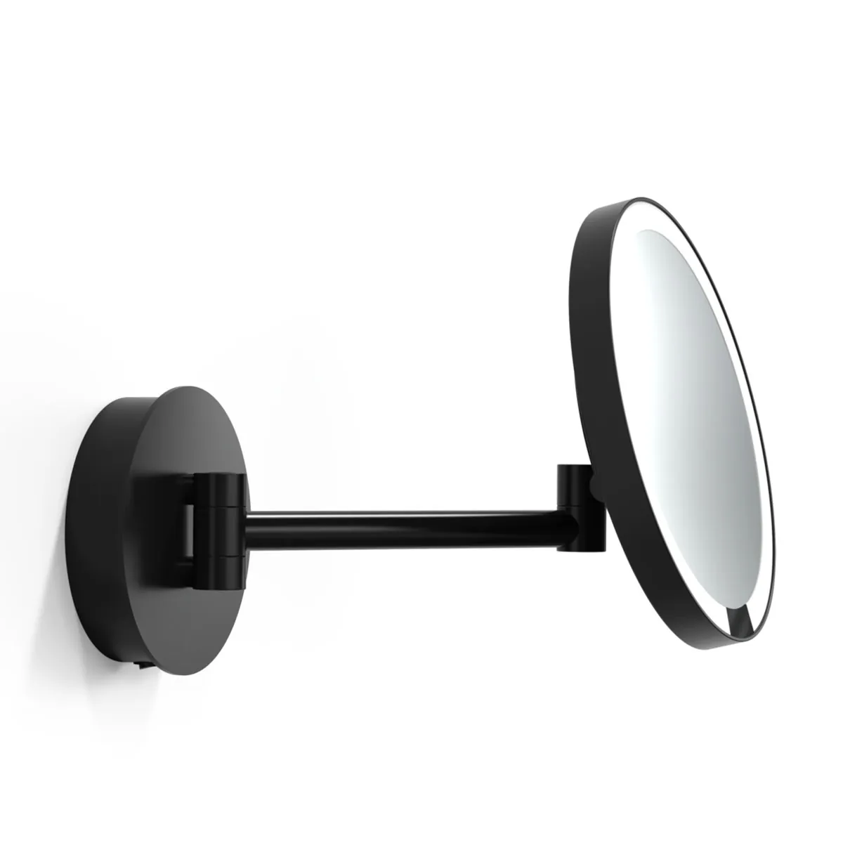 Stilvoller Spiegel für Make-up & Pflege – Decor Walther Just Look Plus WD Kosmetik, Schminkspiegel mit Licht Bad, H: 21,5 cm, B: 37 cm, Schwarz matt, 7x Vergrößerung