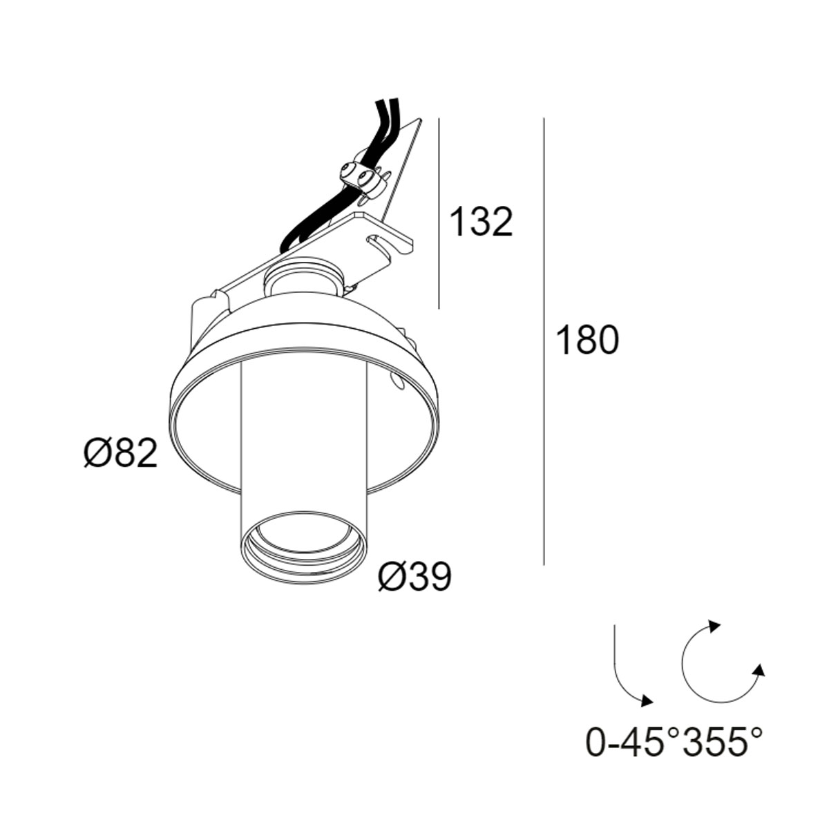 SPY 39 TRIMLESS 92740 Einbaustrahler, Ø: 8,2 cm, Gebürstetes Anthrazit, Extra-Warmweiß 2700K, 40°