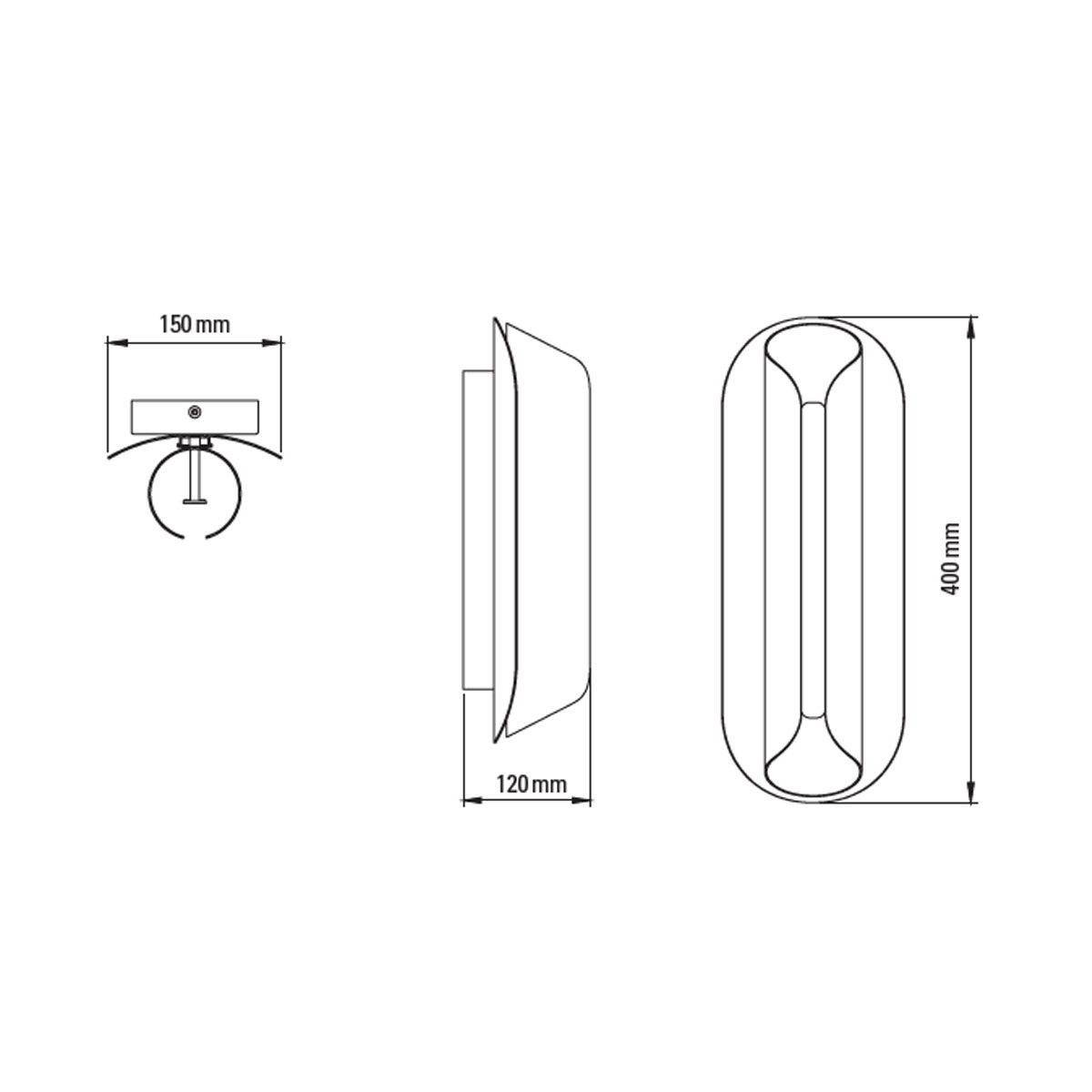 Technische Zeichnung DCW Editions Rosalie Wandleuchte, B: 15 cm, H: 40 cm