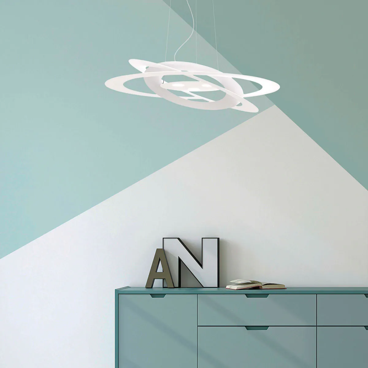 Afelio S60 Pendelleuchte, Ø: 60 cm, H: 12 cm, Weiß Afelio S60 Pendelleuchte, Ø: 60 cm, H: 12 cm, Schwarz