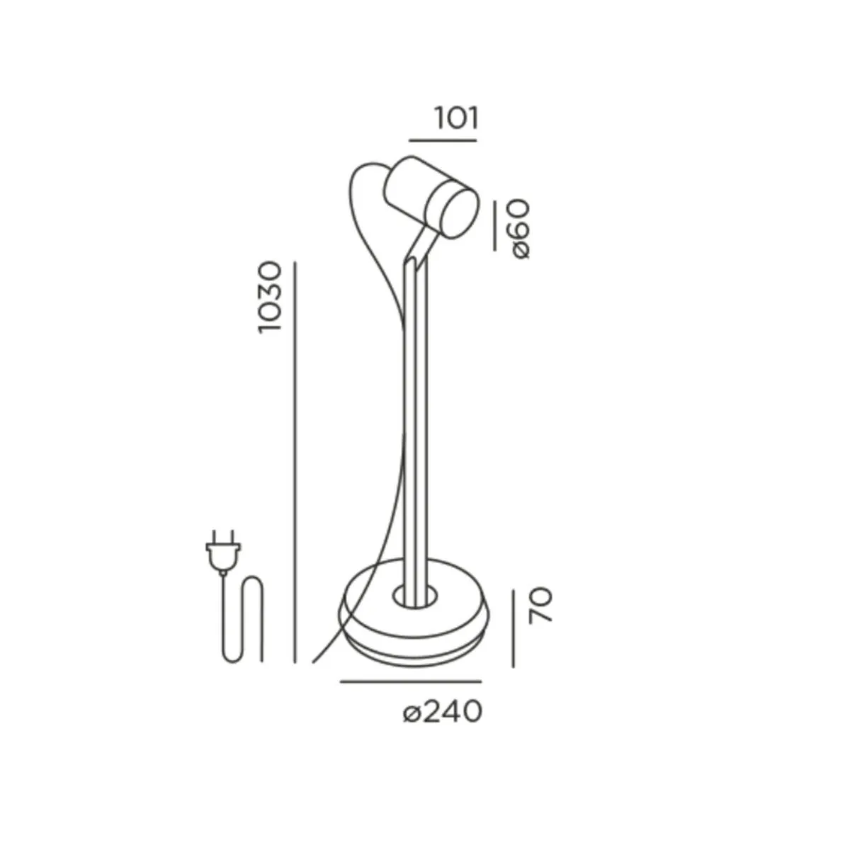 piek lettura Stehleuchte, H: 110 cm, Schuko Stecker, Anthrazit