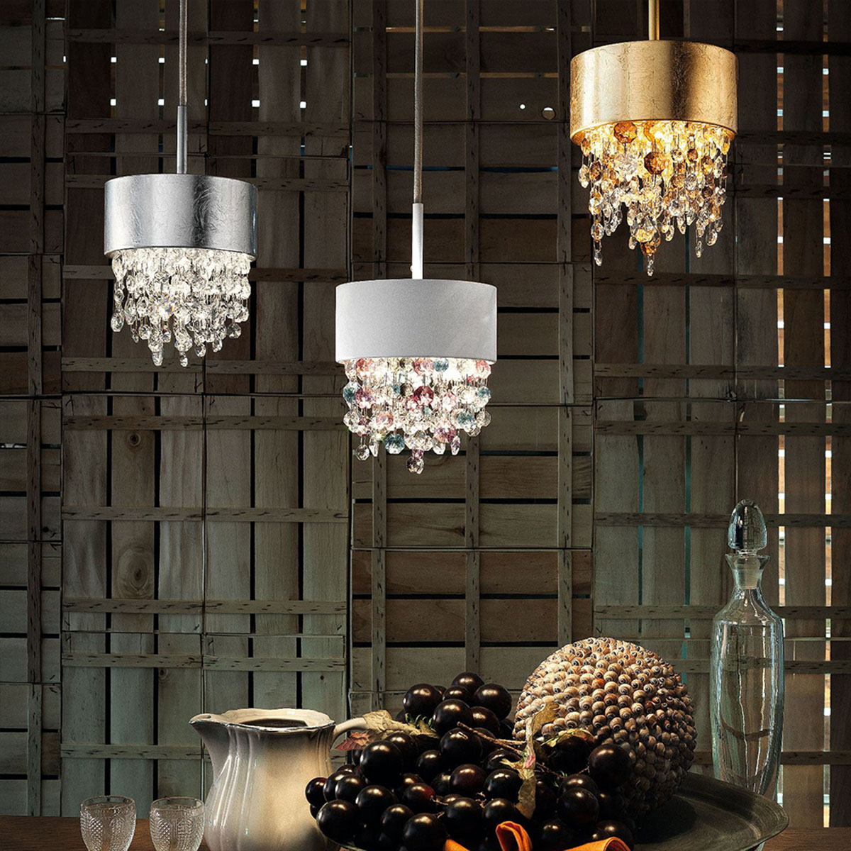 Masiero Olà S2 15 Pendelleuchte Pendelleuchten - exklusives Design aus Glas und Metall, Farbe Gold, für moderne Interiors Masiero Olà S2 15 Pendelleuchte Pendelleuchten - exklusives Design aus Glas und Metall, Farbe Weiß, für moderne Interiors