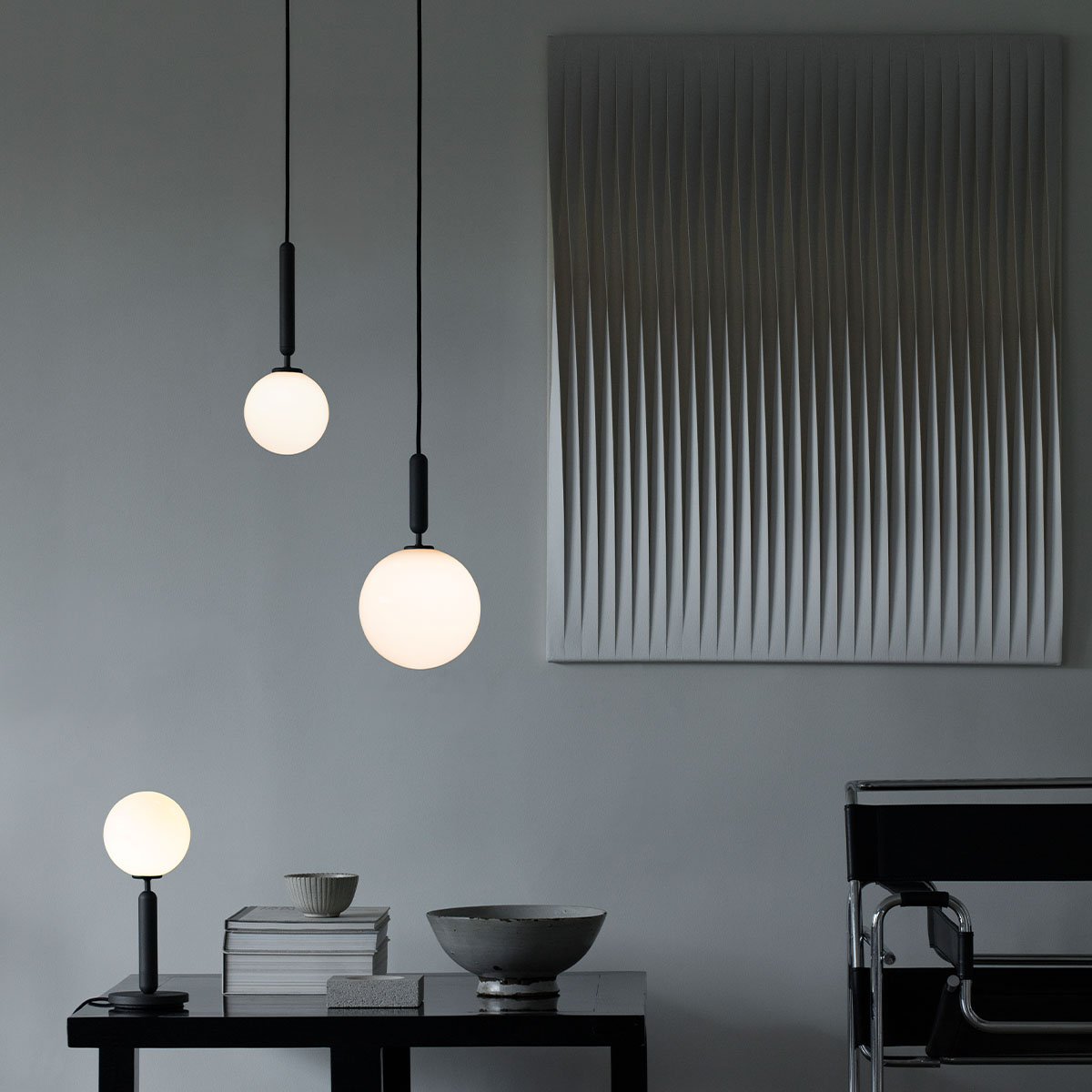 Miira 1 Pendelleuchte, Ø: 14 cm, Messing, Opalglas