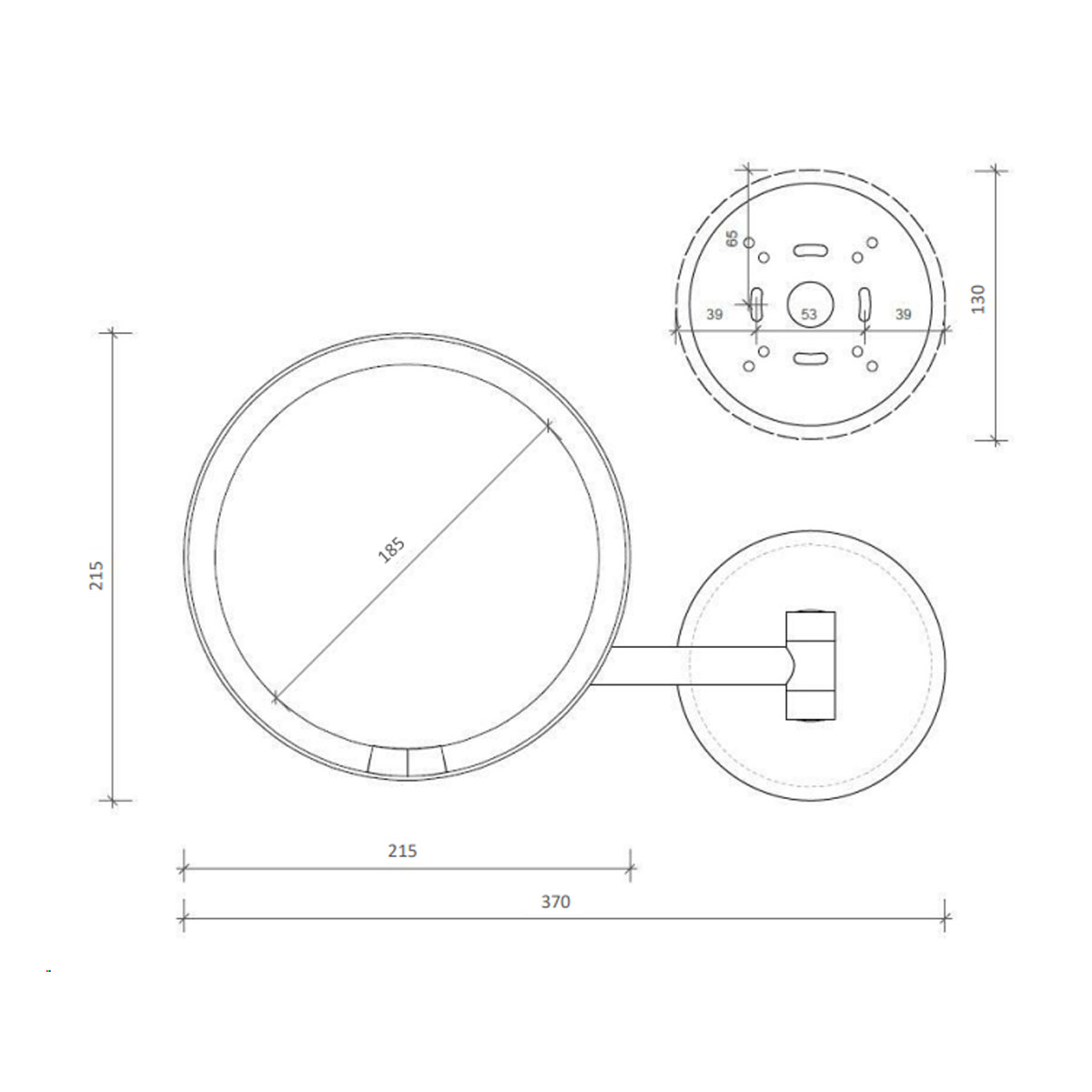 Decor Walther Just Look Plus WD Kosmetik, Schminkspiegel mit Licht Bad, H: 21,5 cm, B: 37 cm, Schwarz matt, 7x Vergrößerung – technische Details & Abmessungen