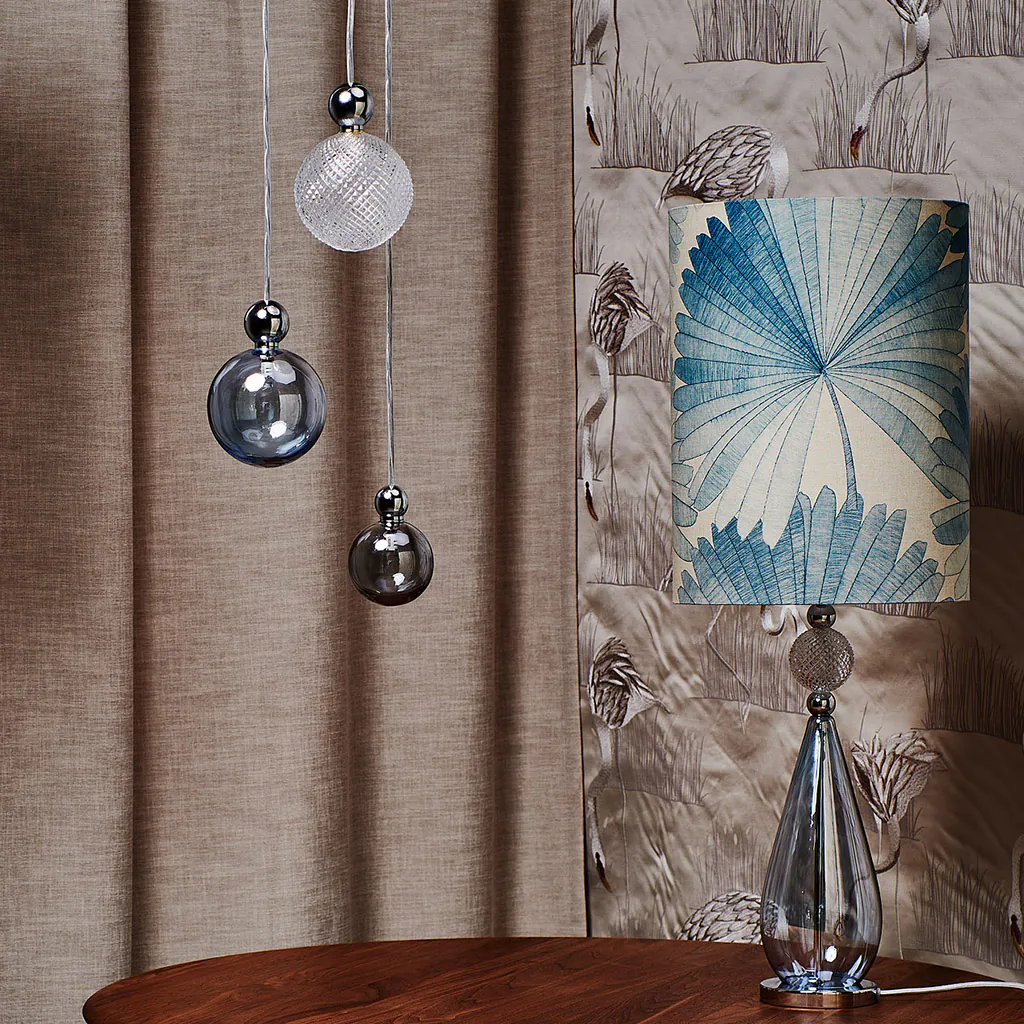 Uva Pendelleuchte Crystal L Ø 10 cm, Swirl, Silber, für Multi-Baldachin