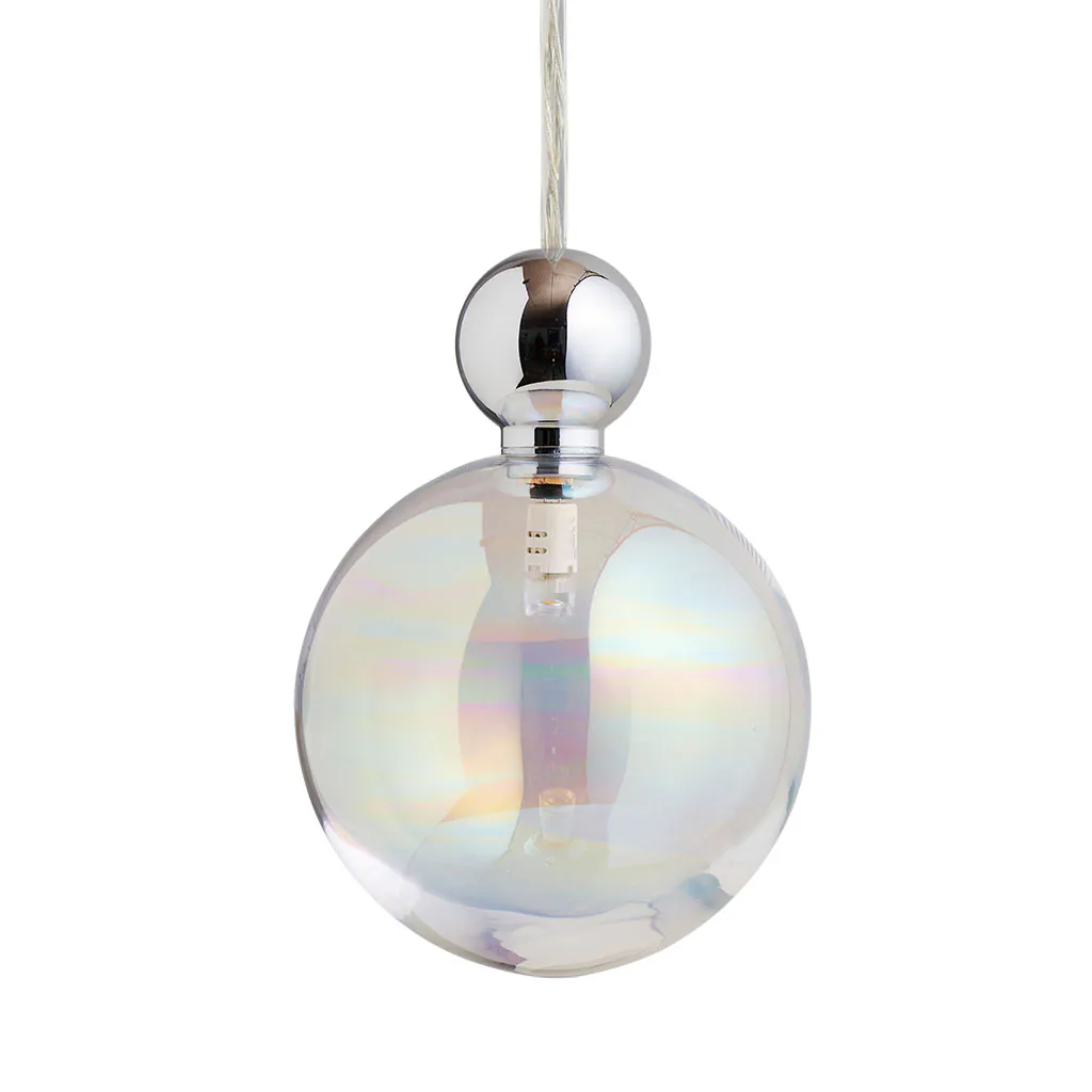 Uva Pendelleuchte L Ø 10 cm, Chameleon, Silber, mit Einzelbaldachin Uva Pendelleuchte L Ø 10 cm, Chameleon, Silber, für Multi-Baldachin