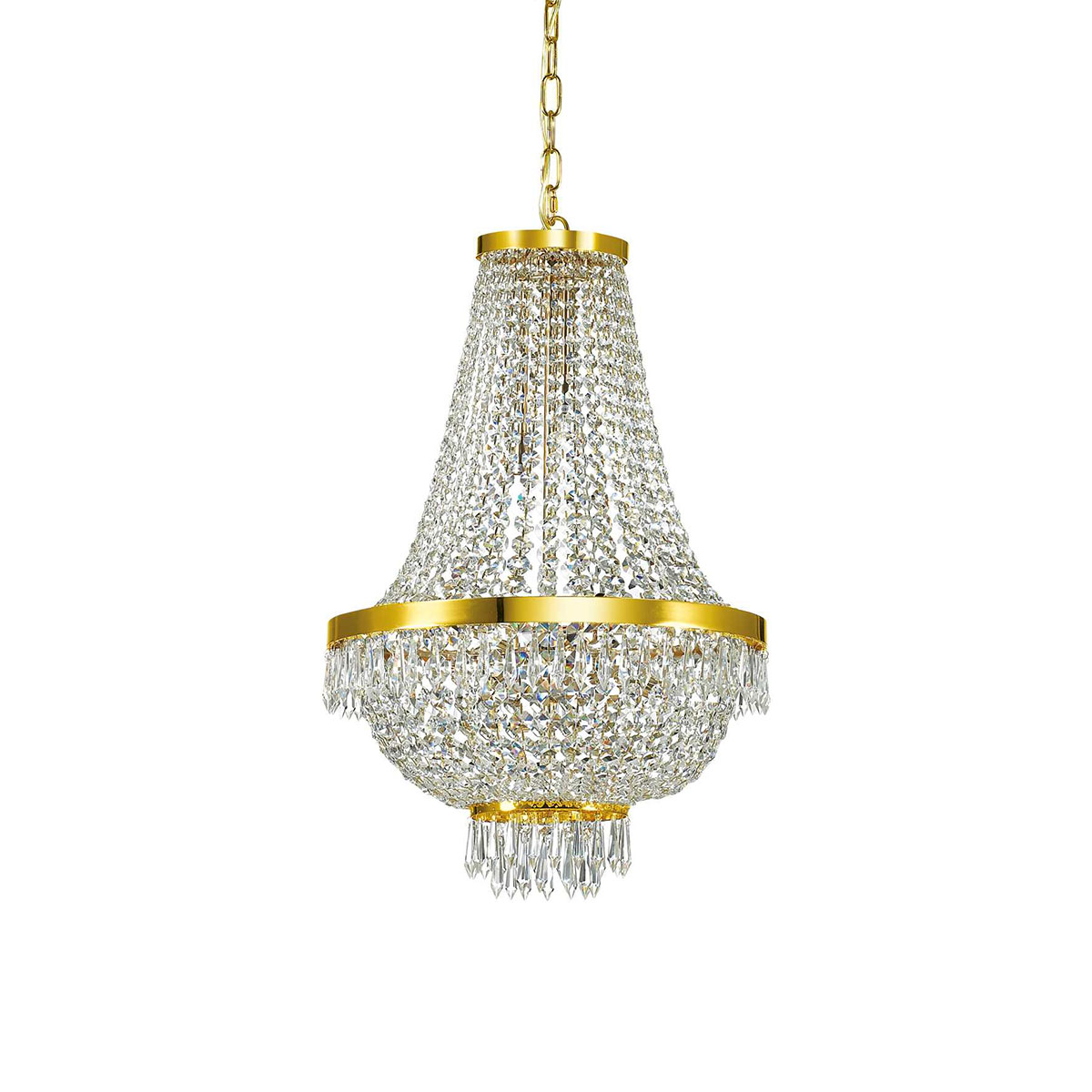 Caesar Kristallglas Korbleuchter SP9 Pendelleuchte, Gold, Ø: 45 cm