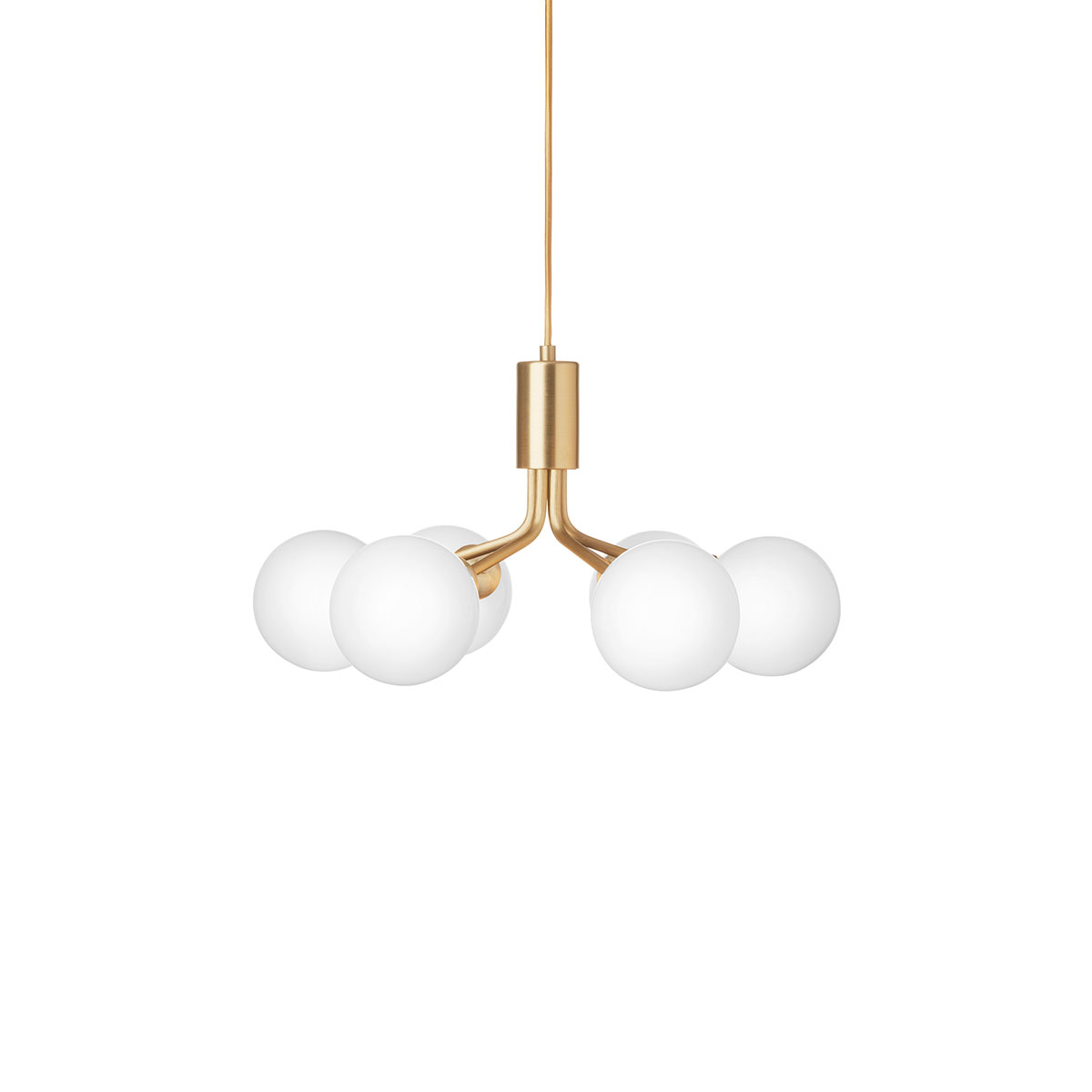 Apiales 6 Pendelleuchte, Ø: 50 cm, Messing gebürstet & Opalglas