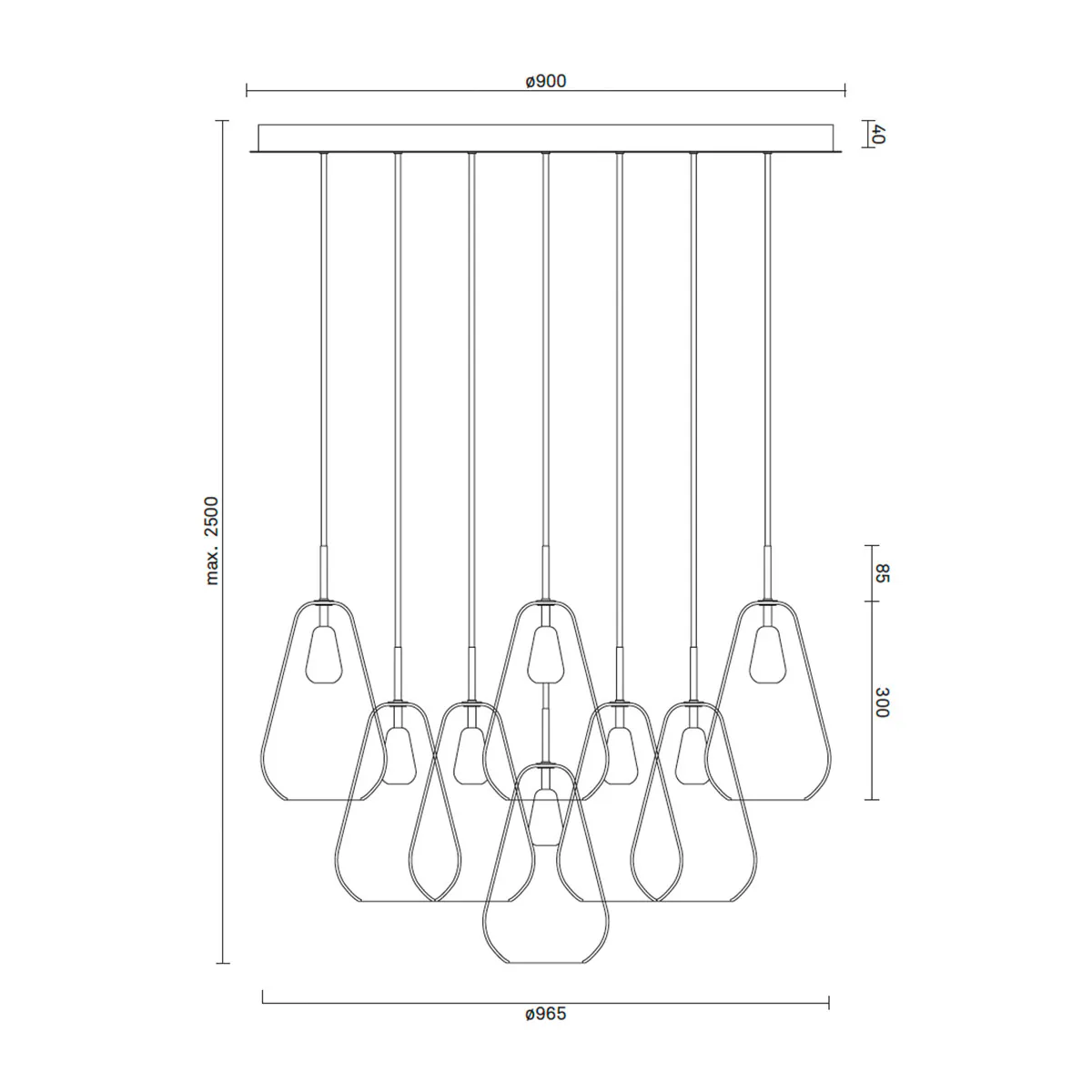 Anoli 13 Pendelleuchte, Ø: 96,5 cm, Opalglas