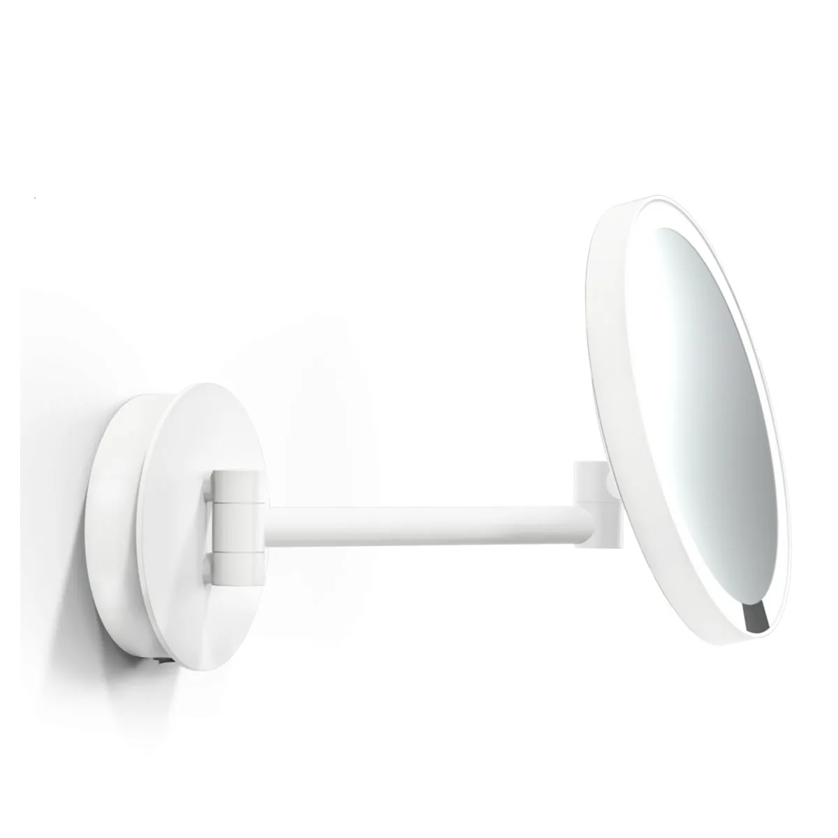 Exklusiver Schminkspiegel mit Licht – Serie Just Look Plus WR Akku Schminkspiegel mit Licht Bad, H: 21,5 cm, B: 37 cm, Weiß matt, 7x Vergrößerung von Decor Walther