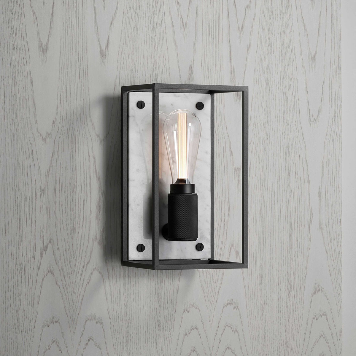 Caged Wall Light Medium, White Marble Caged Wall Light Medium, White Marble