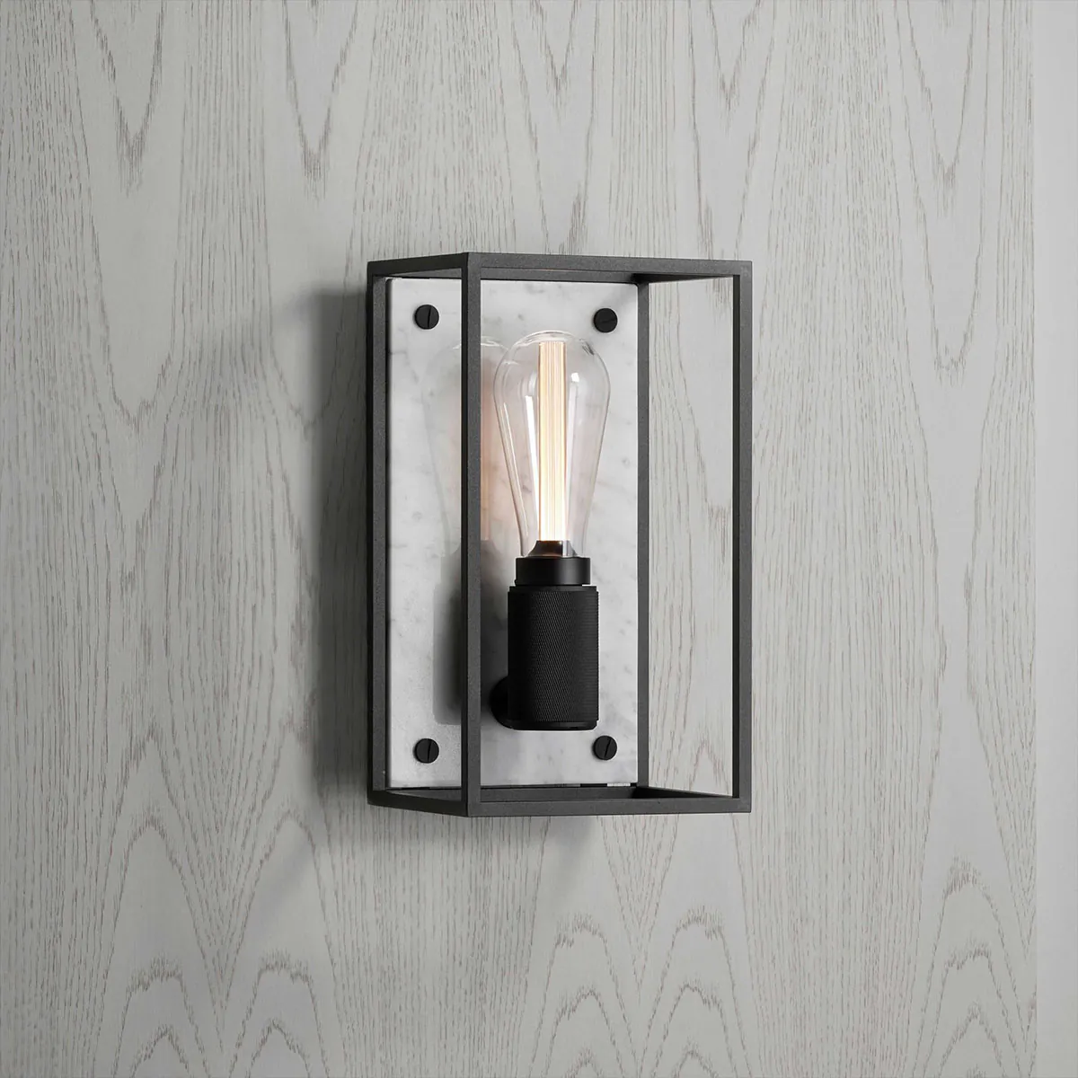 Caged Wall Light Medium, White Marble