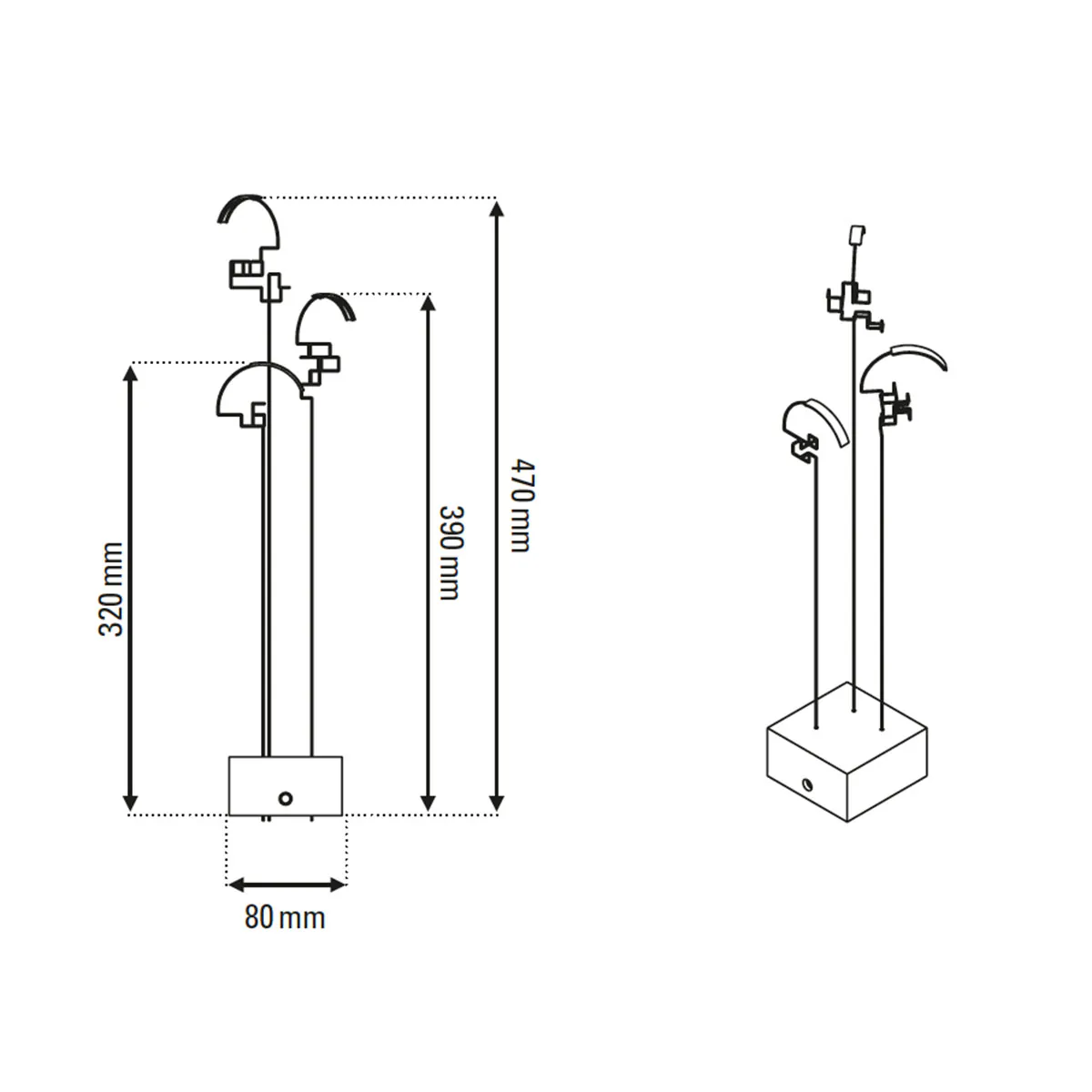 Technische Zeichnung DCW Editions Boucle Akku Tischleuchte