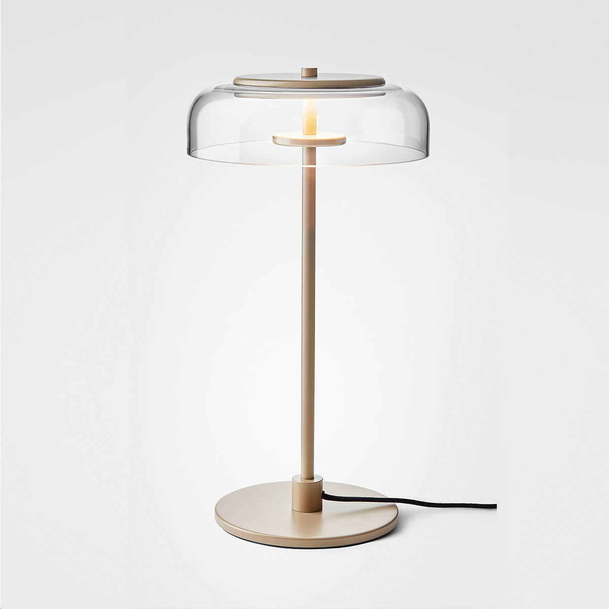 Blossi Tischleuchte, Ø: 23 cm, H: 44 cm, Gold & Glas transparent