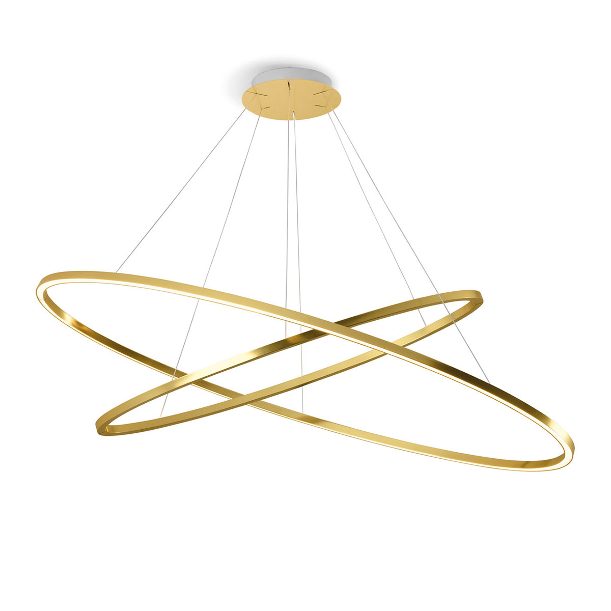 Ellisse Double Pendelleuchte, L: 135 cm, Gold lackiert, Warmweiß 3000K Ellisse Double Pendelleuchte, L: 135 cm, Gold poliert eloxiert, Extra-Warmweiß 2700K