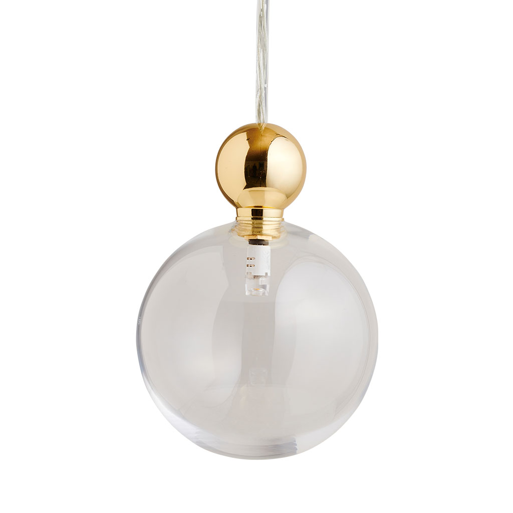 Uva Pendelleuchte L Ø 10 cm, Clear, Gold, für Multi-Baldachin