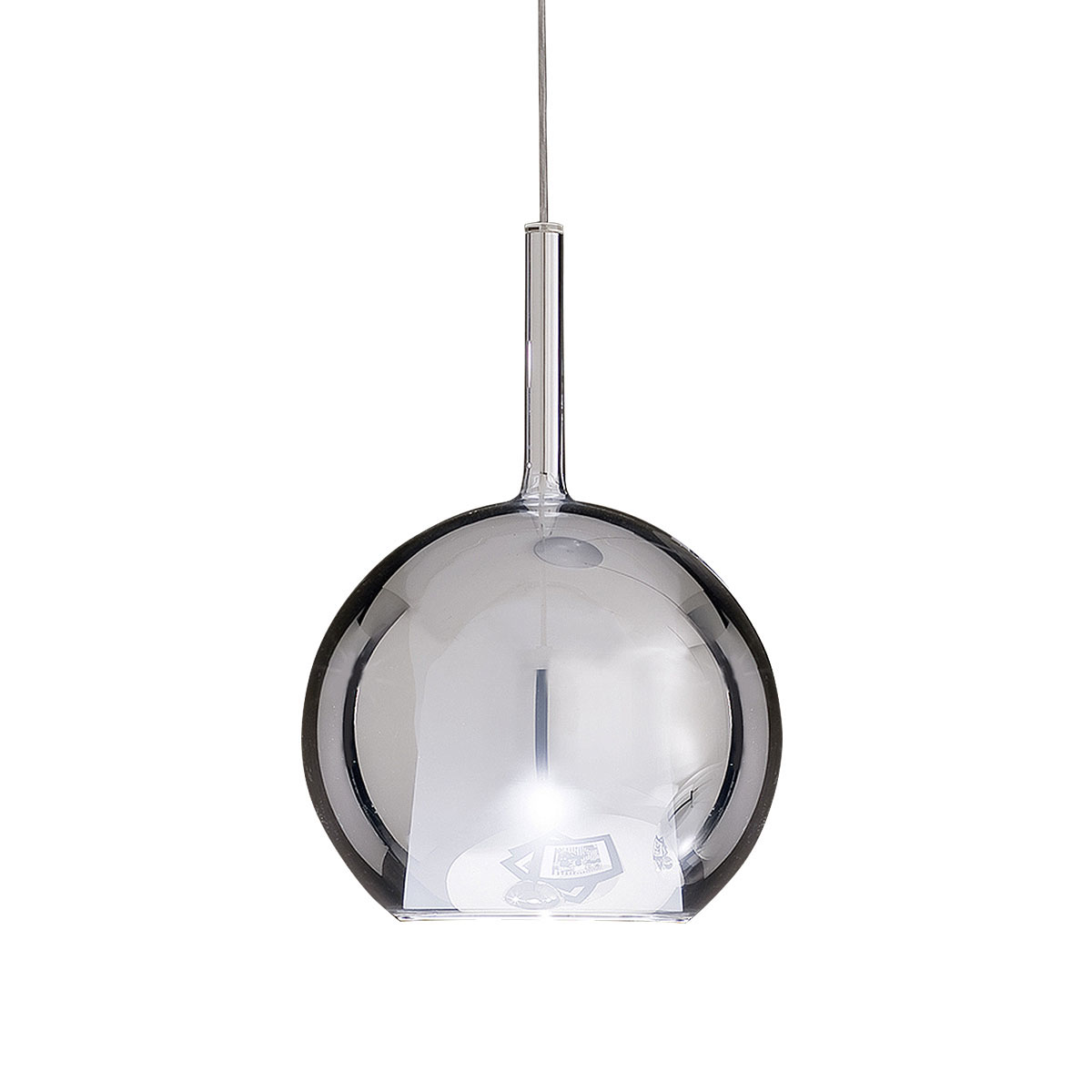 Glo 0811-21 Medium Pendelleuchte Ø: 25 cm, Silber Glas