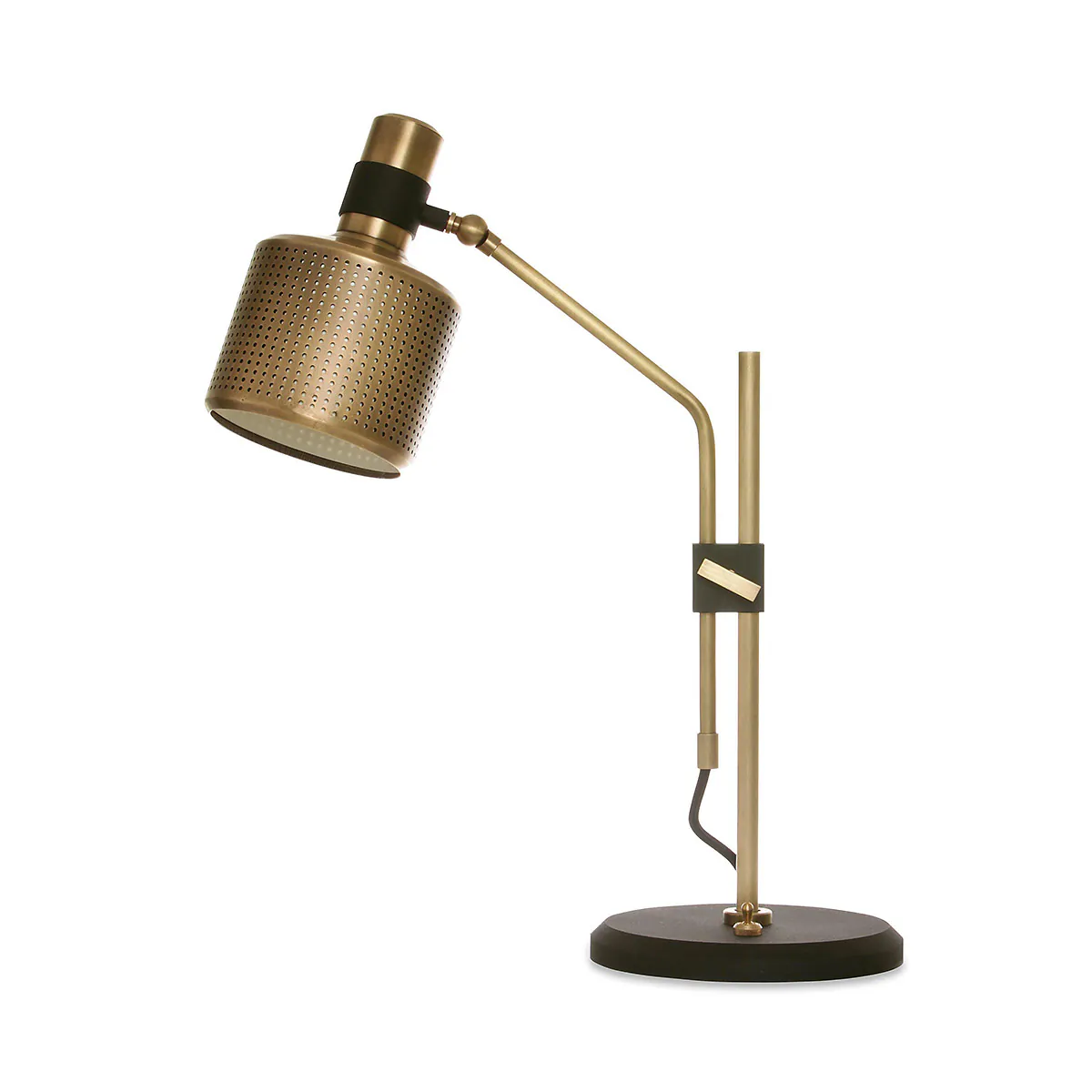 Perfekt für Nachttisch oder Schreibtisch: Bert Frank Riddle Single Tischlampe, H: 47 cm aus poliertes Messing – gerichtete Beleuchtung