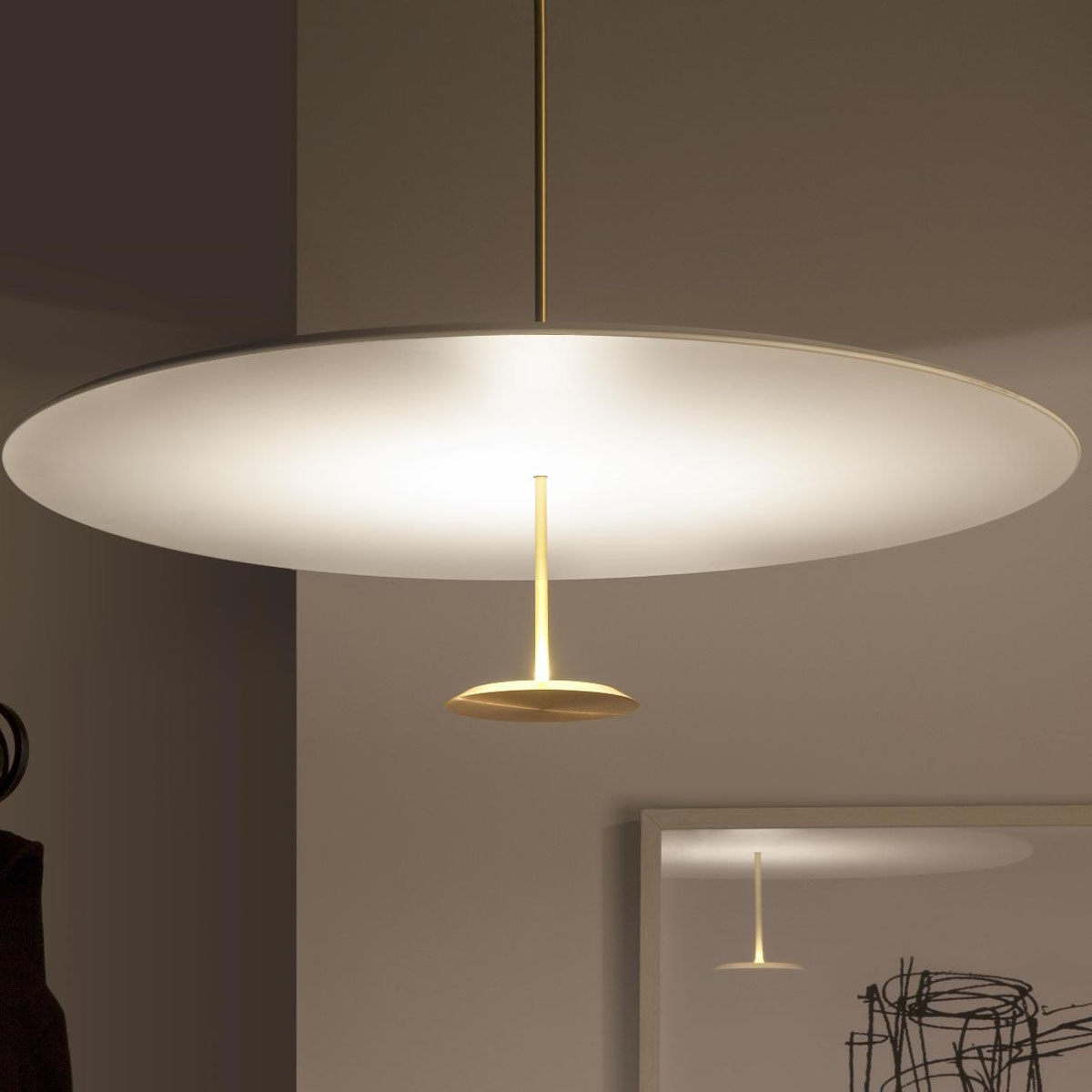 Dot 1100 Pendelleuchte, Ø: 110 cm, Messing eloxiert, Extra-Warmweiß 2700K, Phase Cut