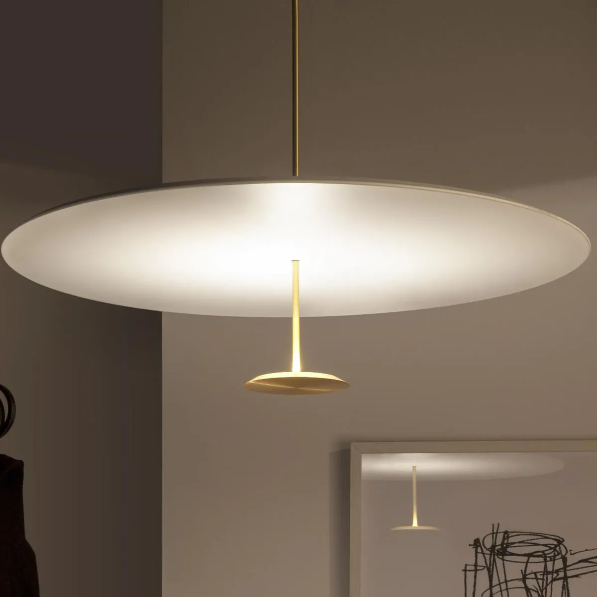 Dot 1100 Pendelleuchte, Ø: 110 cm, Messing eloxiert, Extra-Warmweiß 2700K, Phase Cut