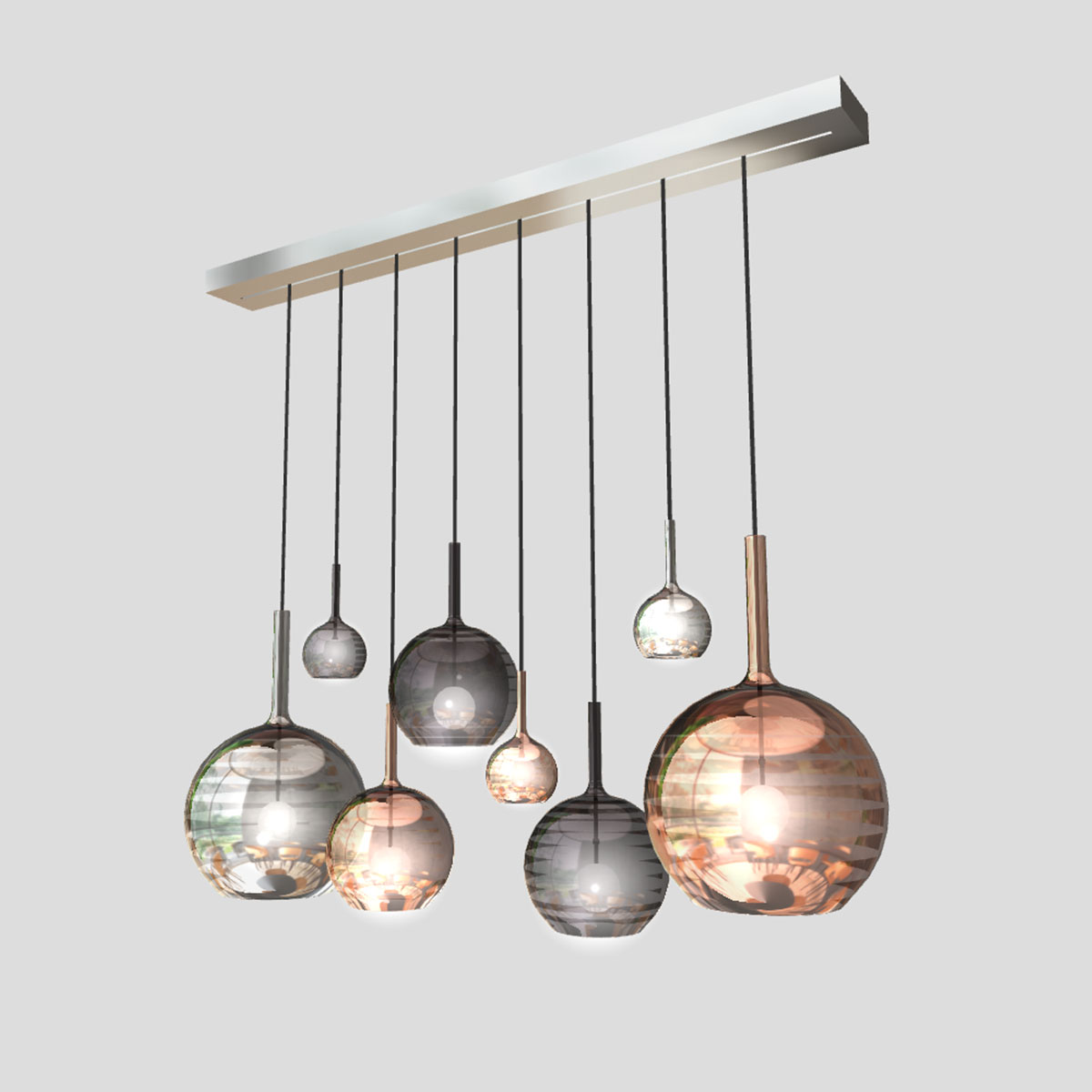 Penta Lampen Baldachin für Glo, Lit, Mom max. 8-fach rechteckig 138 x 16 x 5 cm, Titanium