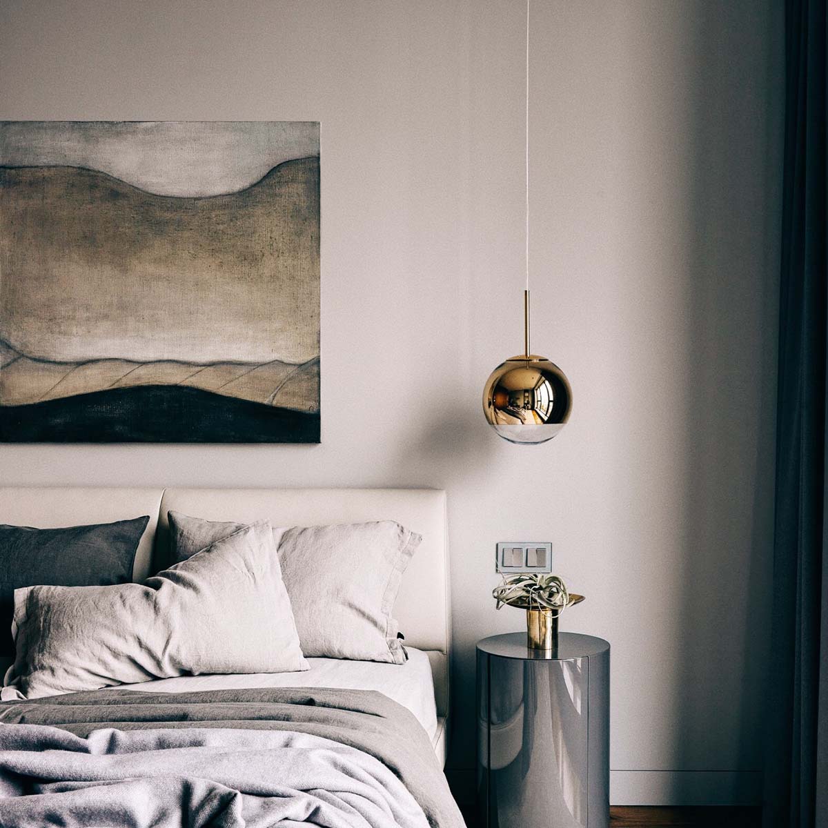 Tom Dixon Mirror Ball Pendelleuchte, Gold, Ø: 50 cm, Retrofit
