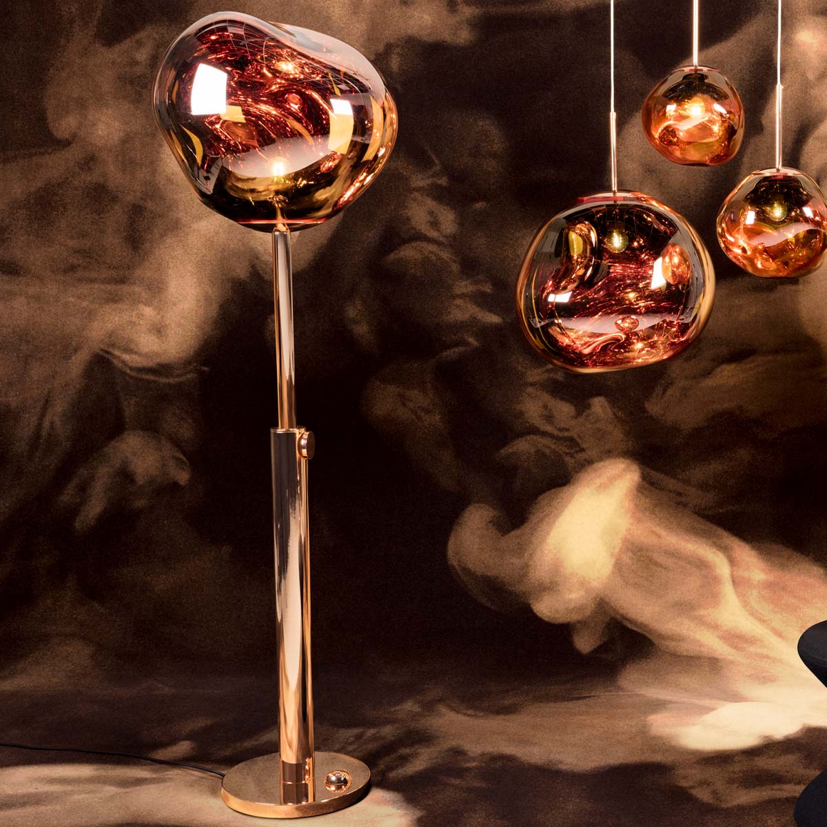 Tom Dixon Melt Stehleuchte H: 124,3 - 178,8 cm, Kupfer