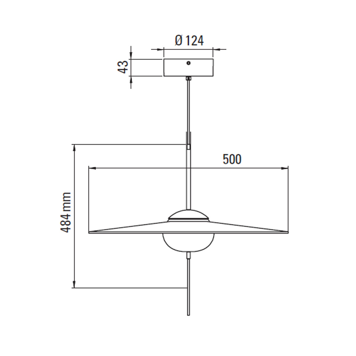 Technische Zeichnung DCW Editions Mono L500 Pendelleuchte Ø: 50 cm