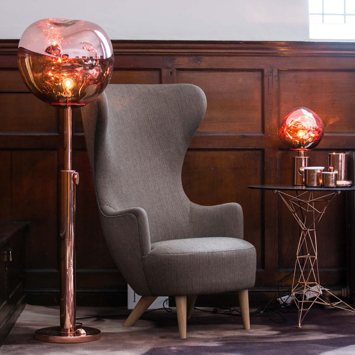 Tom Dixon Melt Stehleuchte H: 124,3 - 178,8 cm, Kupfer Tom Dixon Melt Stehleuchte H: 124,3 - 178,8 cm, Kupfer