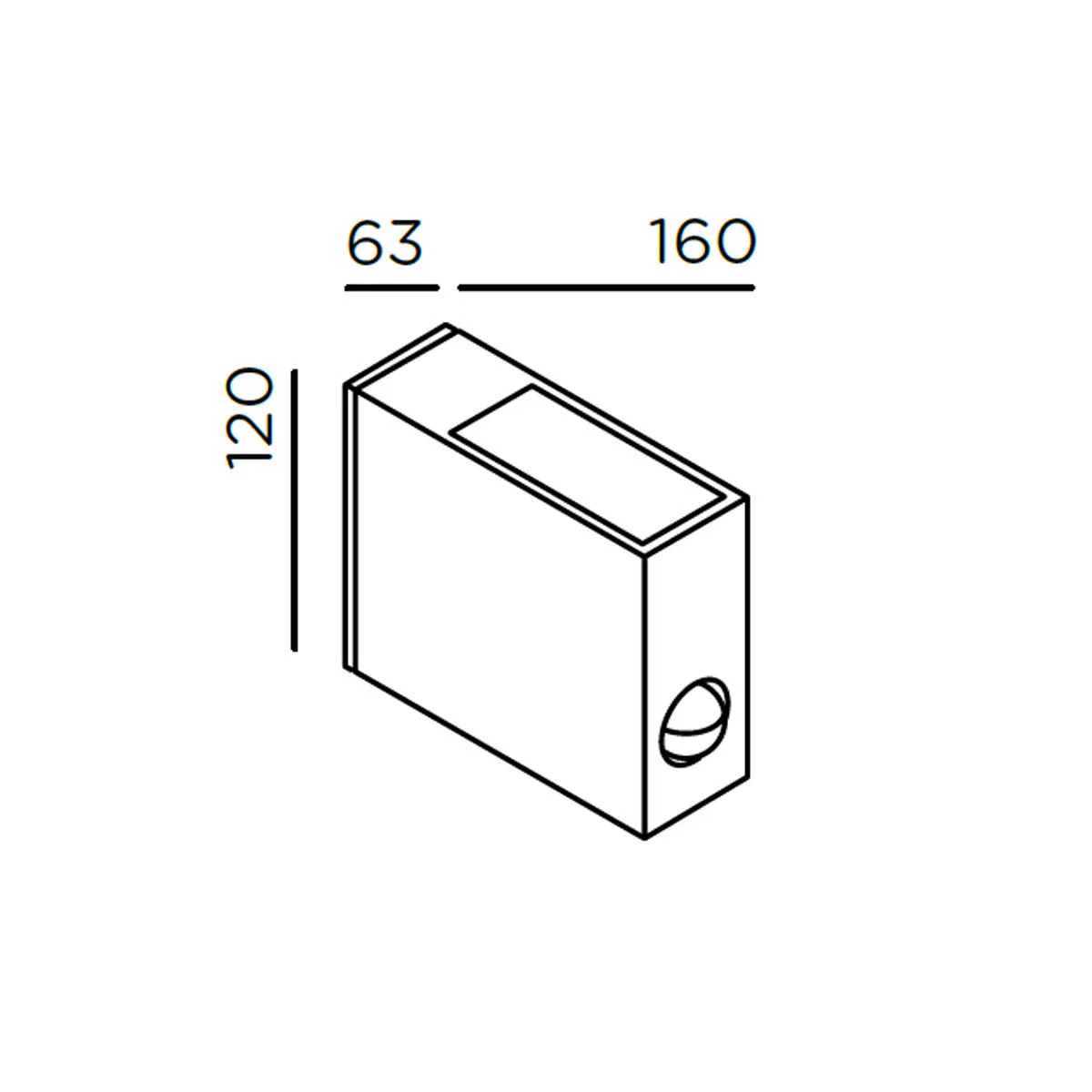 eye control Wandleuchte mit Bewegungsmelder, H: 12 cm, T: 16 cm, Deep Black