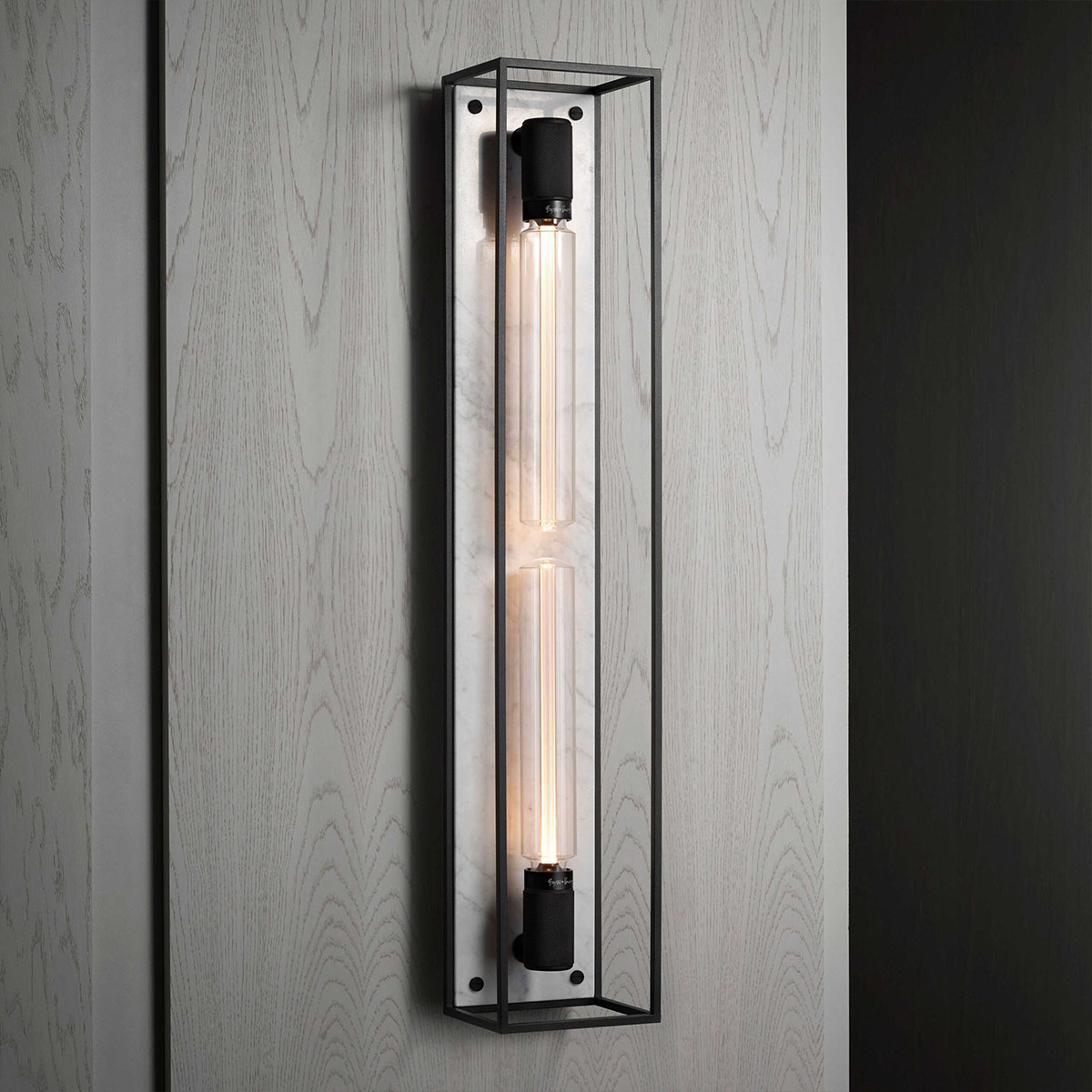 Caged Wall Light X.Large, White Marble Caged Wall Light X.Large, White Marble