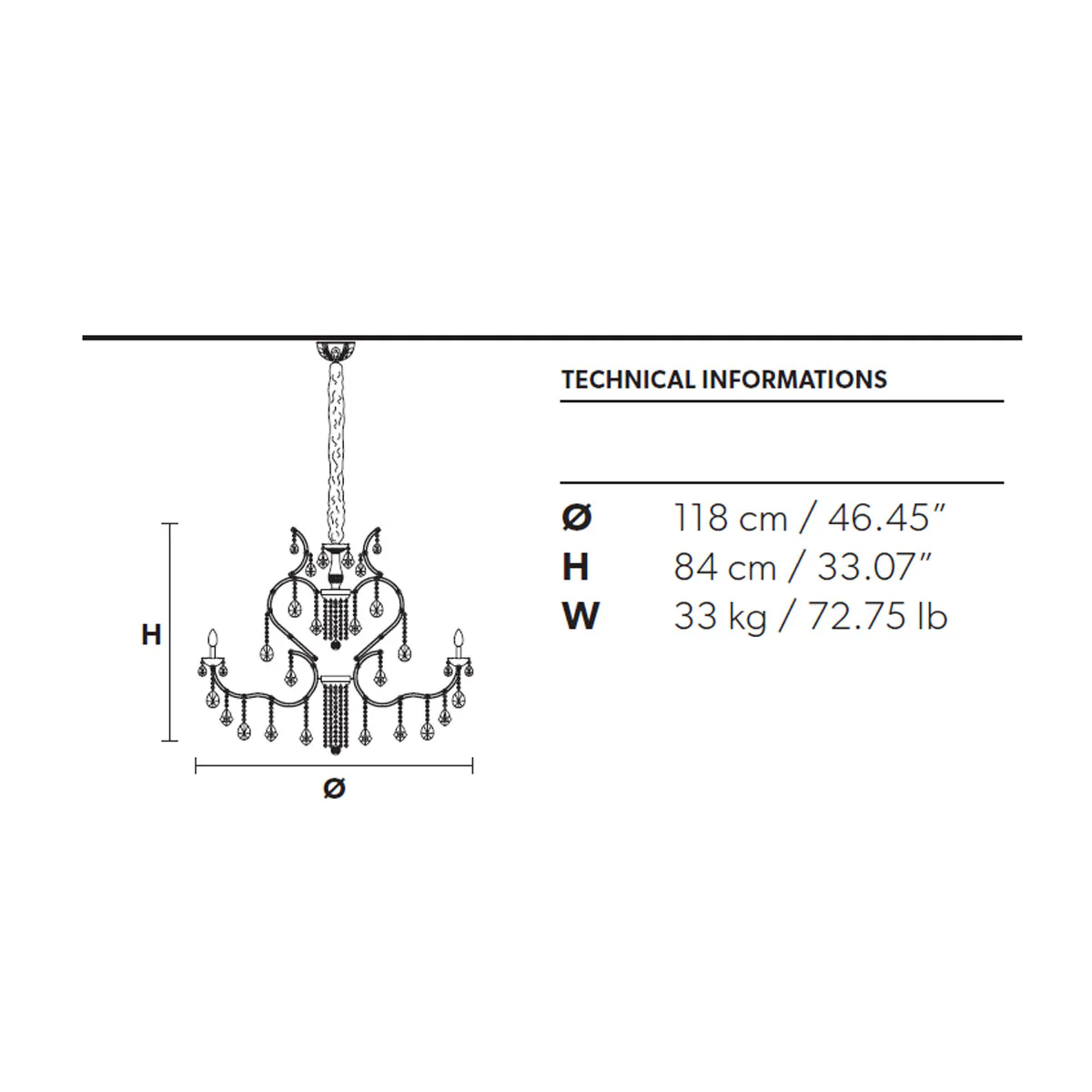 Maria Teresa VE 927 Kristallglas Kronleuchter, 16-flammig, Ø: 118 cm