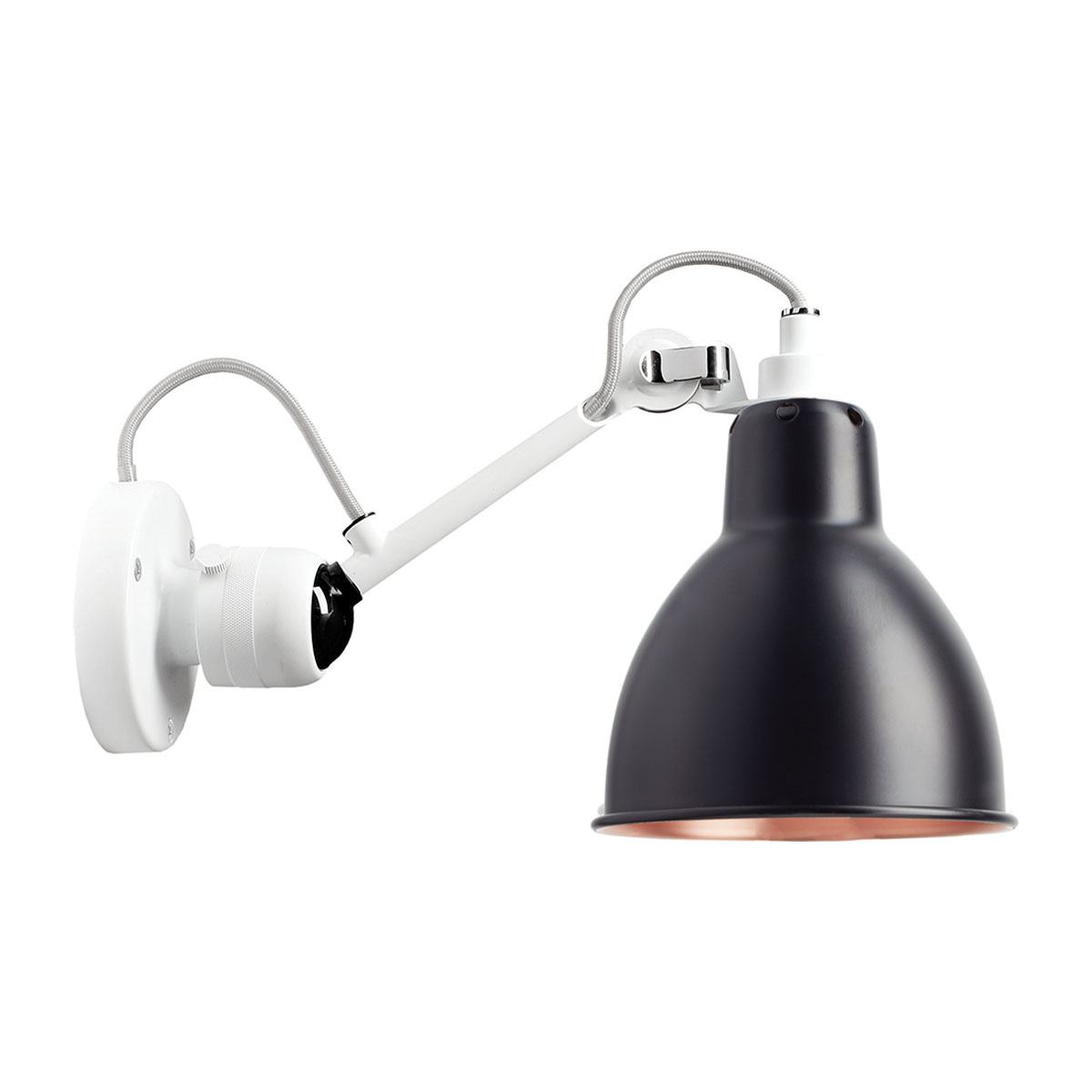 DCW Editions Lampe Gras N° 304 Wandleuchte, T: 15 cm Schirm Schwarz & Kupfer Weiß Rund Modern – exklusive Wandleuchte für Bad