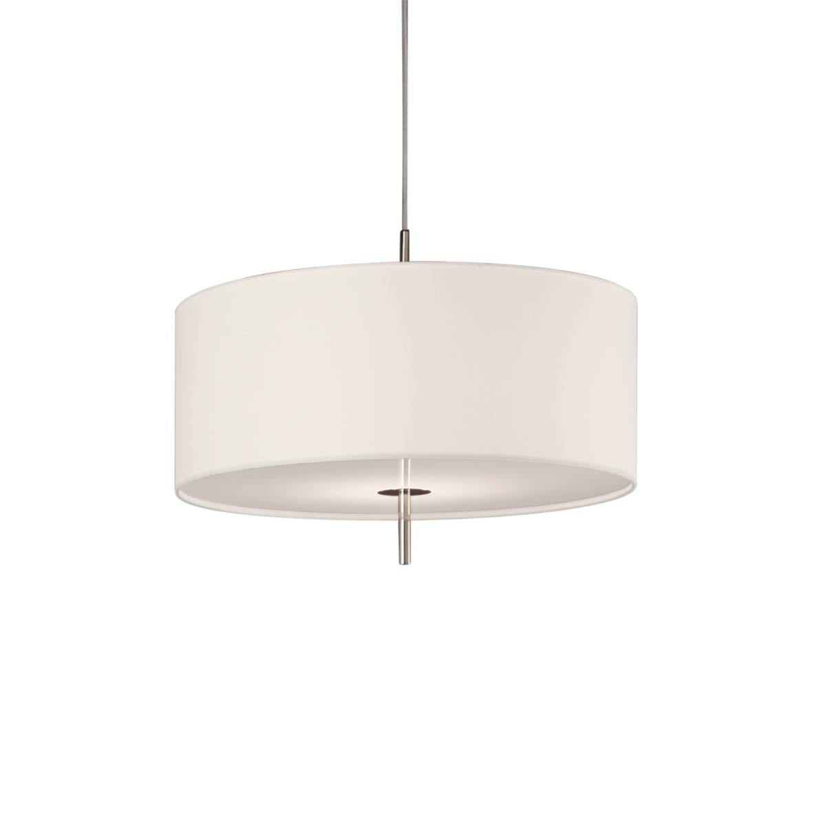 Baulmann Pendelleuchte, Chintz naturweiß, Ø: 50 cm – Elegante Pendelleuchte in der Farbe Nickel blank mit rundem Schirm