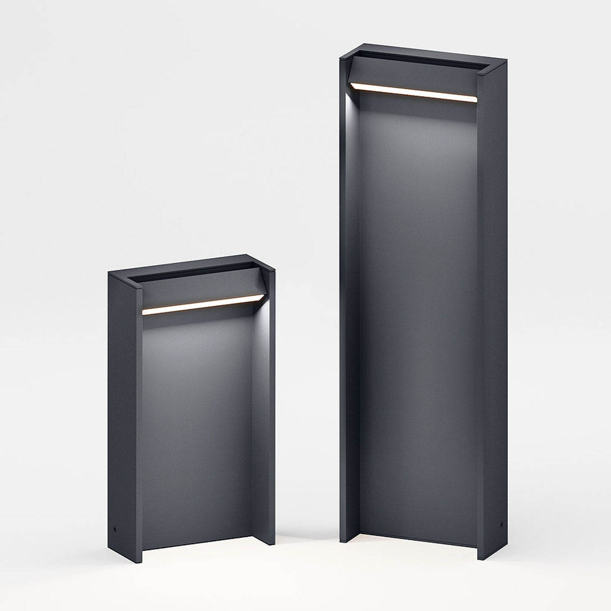 Kleine und große Pollerleuchte für außen in der Farbe anthrazit