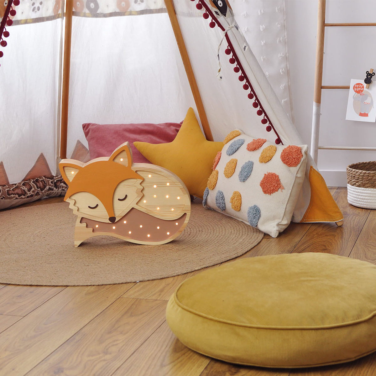 Kinder Nachtlicht Fuchs, Holz, braun/ orange, handgemacht Kinder Nachtlicht Fuchs, Holz, braun/ orange, handgemacht