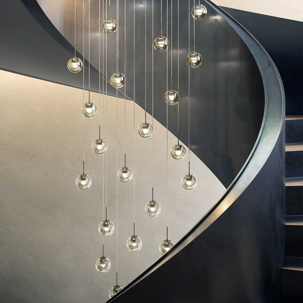 Dew Pendelleuchte, Ø: 49,5 cm, Messing, 19-flammig