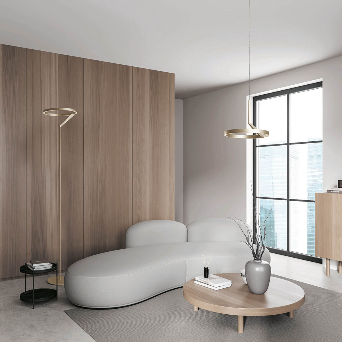 Meridiana Ring Stehleuchte mit Up-Down Licht, Titanium