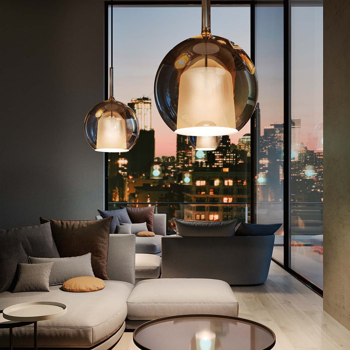 Glo 0811-24 Maxi Pendelleuchte Ø: 55 cm, Transparent Glas