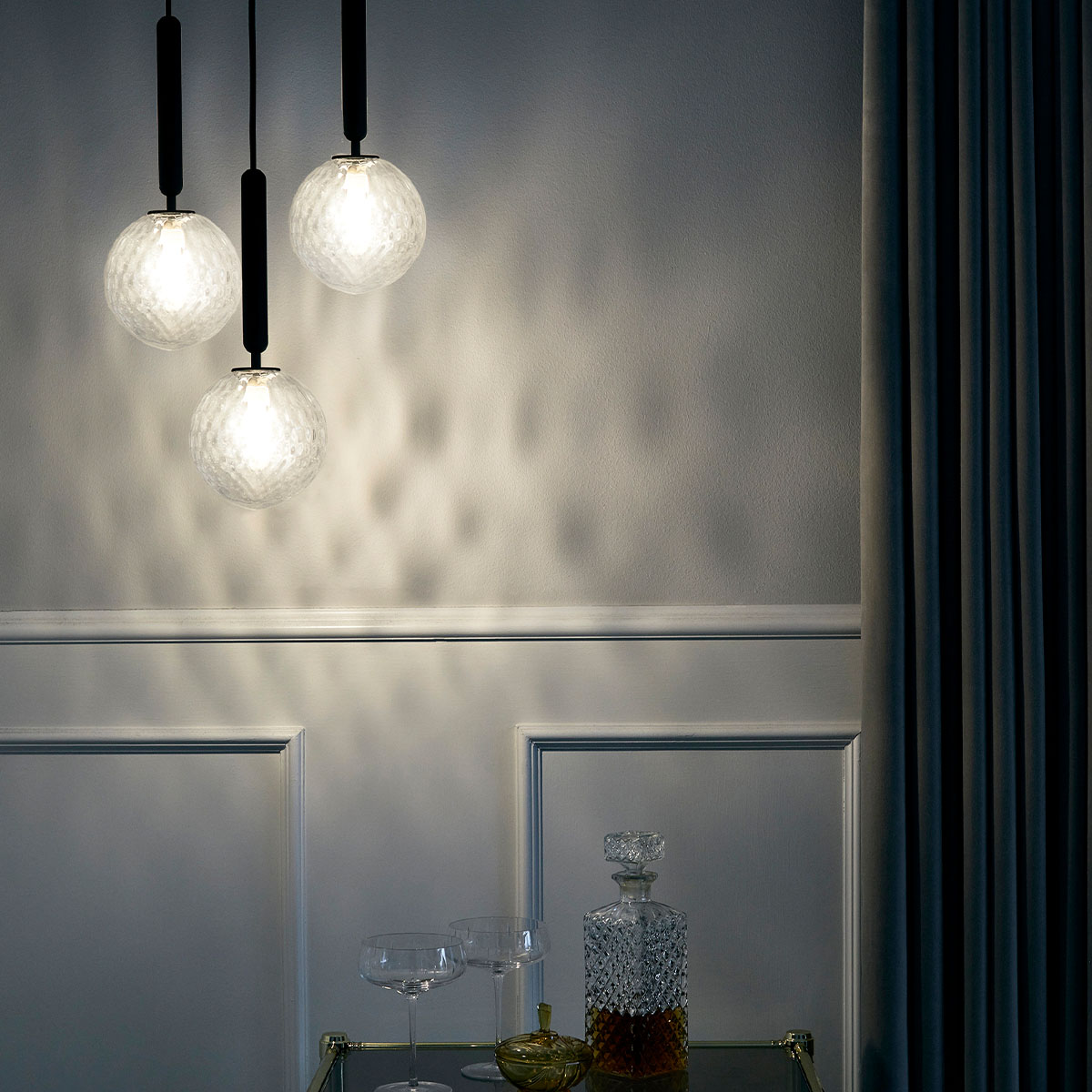 Miira 3 Pendelleuchte, Ø: 31 cm, Steingrau, Glas transparent Miira 3 Pendelleuchte, Ø: 31 cm, Messing, Opalglas