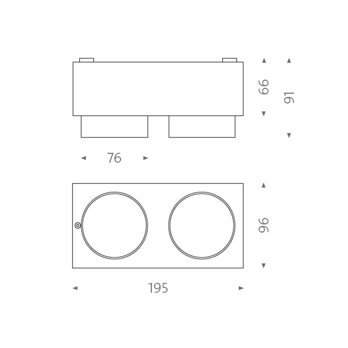 Mawa_wi4_ab_2e_hb_zeichnung Mawa Design Wittenberg 4.0, wi4-ab-2e-hb Aufbaustrahler, Schwarz matt, Dim To Warm, Flood 38°, Bluetooth