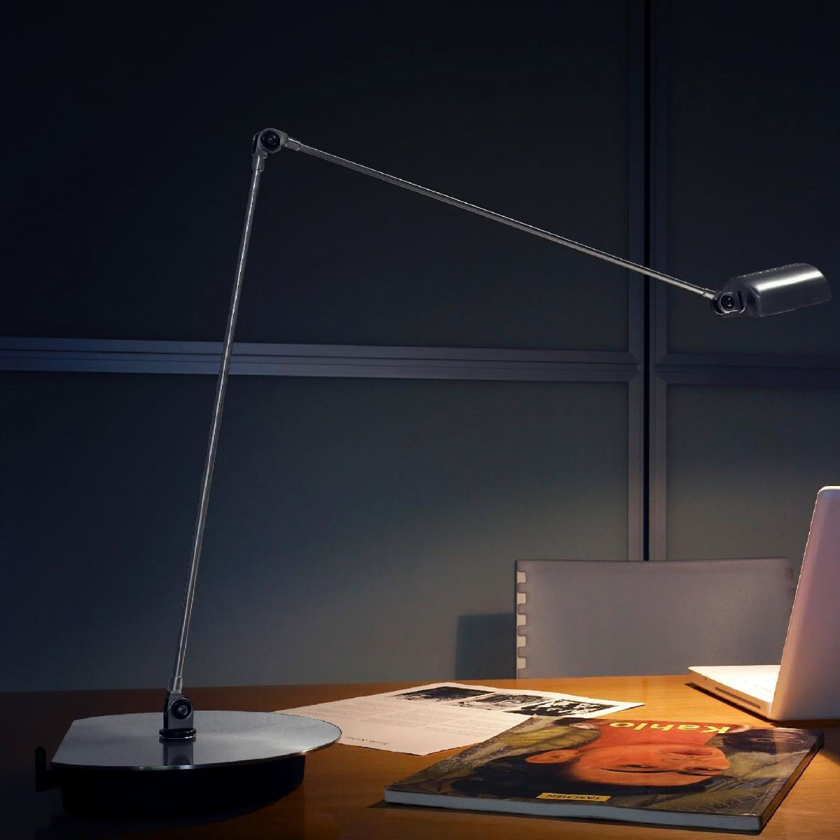 Daphine Cloe LED Tischleuchte, H: 50 cm, Nickel gebürstet, Extra-Warmweiß 2700K